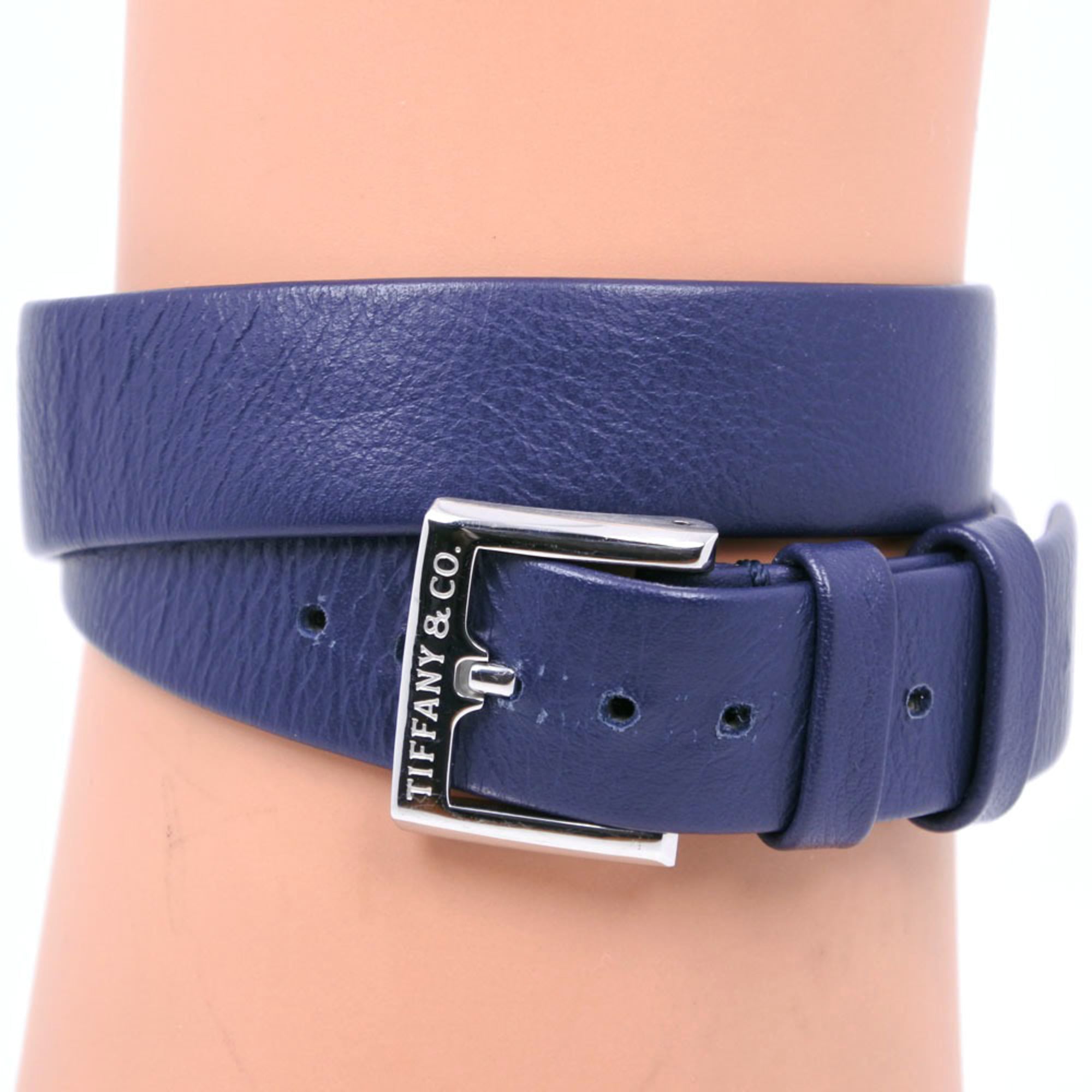 TIFFANY&Co.; Tiffany East West Mini 36668694 roestvrij staal x leer, marineblauw, kwarts, analoog display, dameshorloge