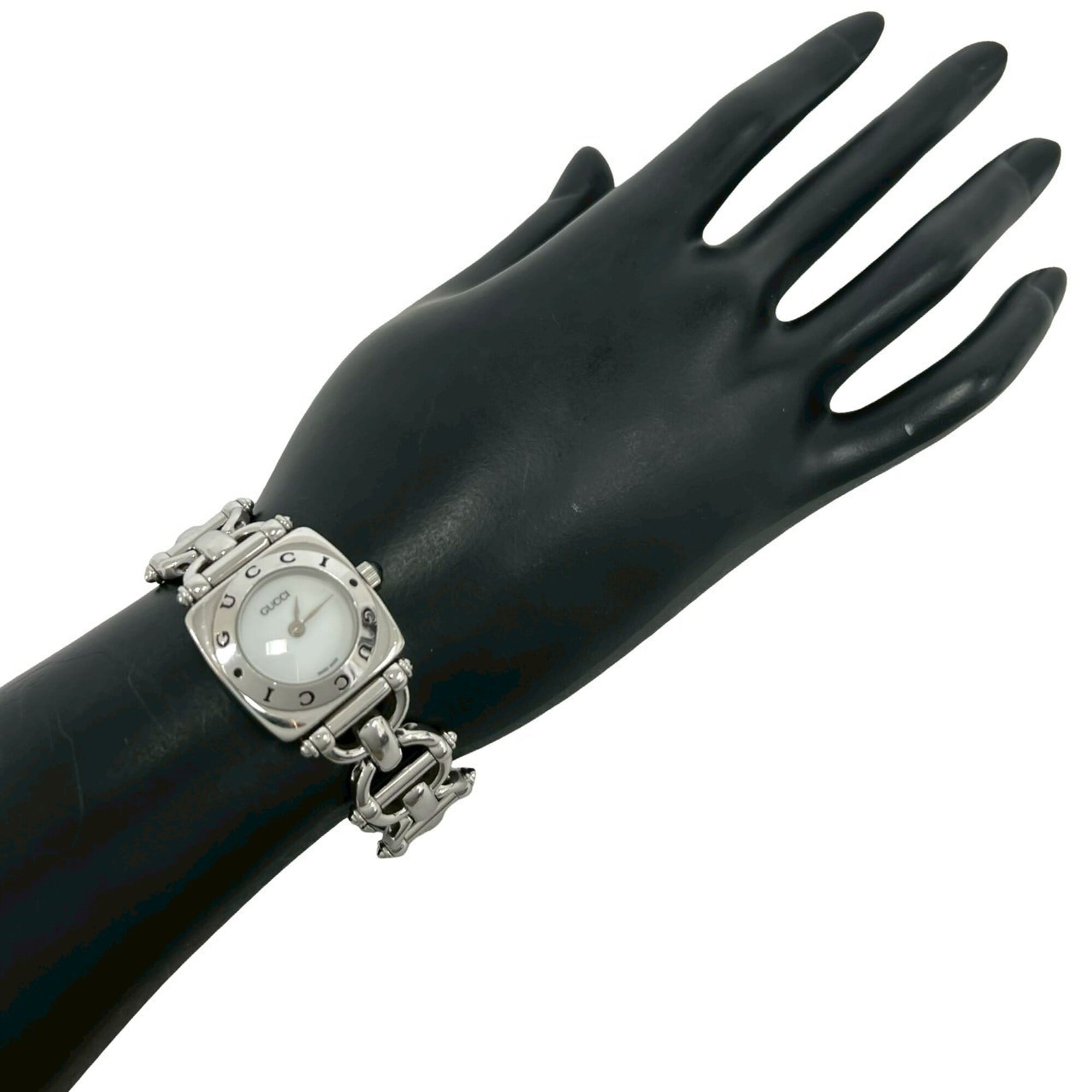 GUCCI Horsebit Chain Stainless Steel Quartz Wrist Silver 37972