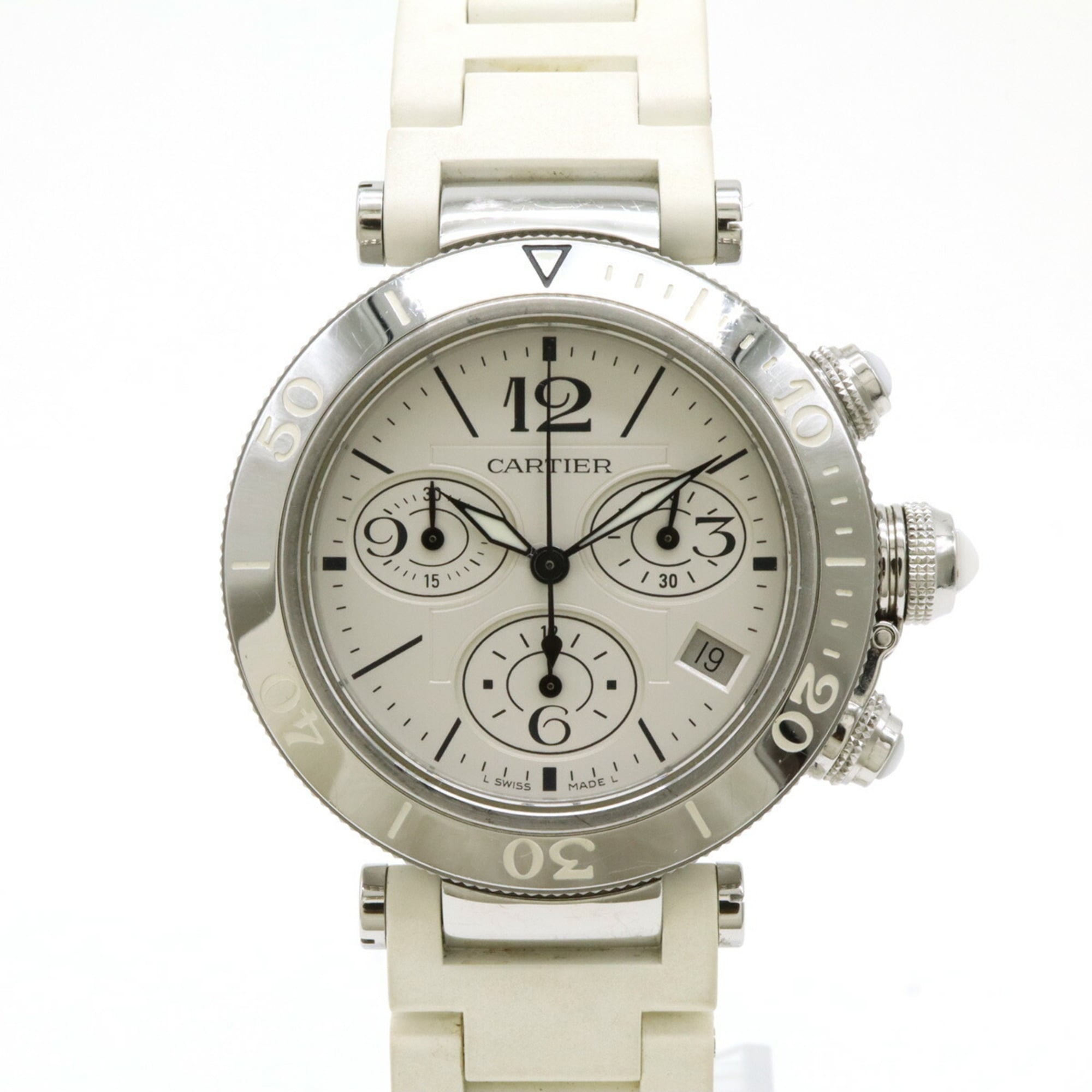 Cartier Pasha met zilveren wijzerplaat, AT, automatisch, heren-, dames- en unisexhorloge W3140005