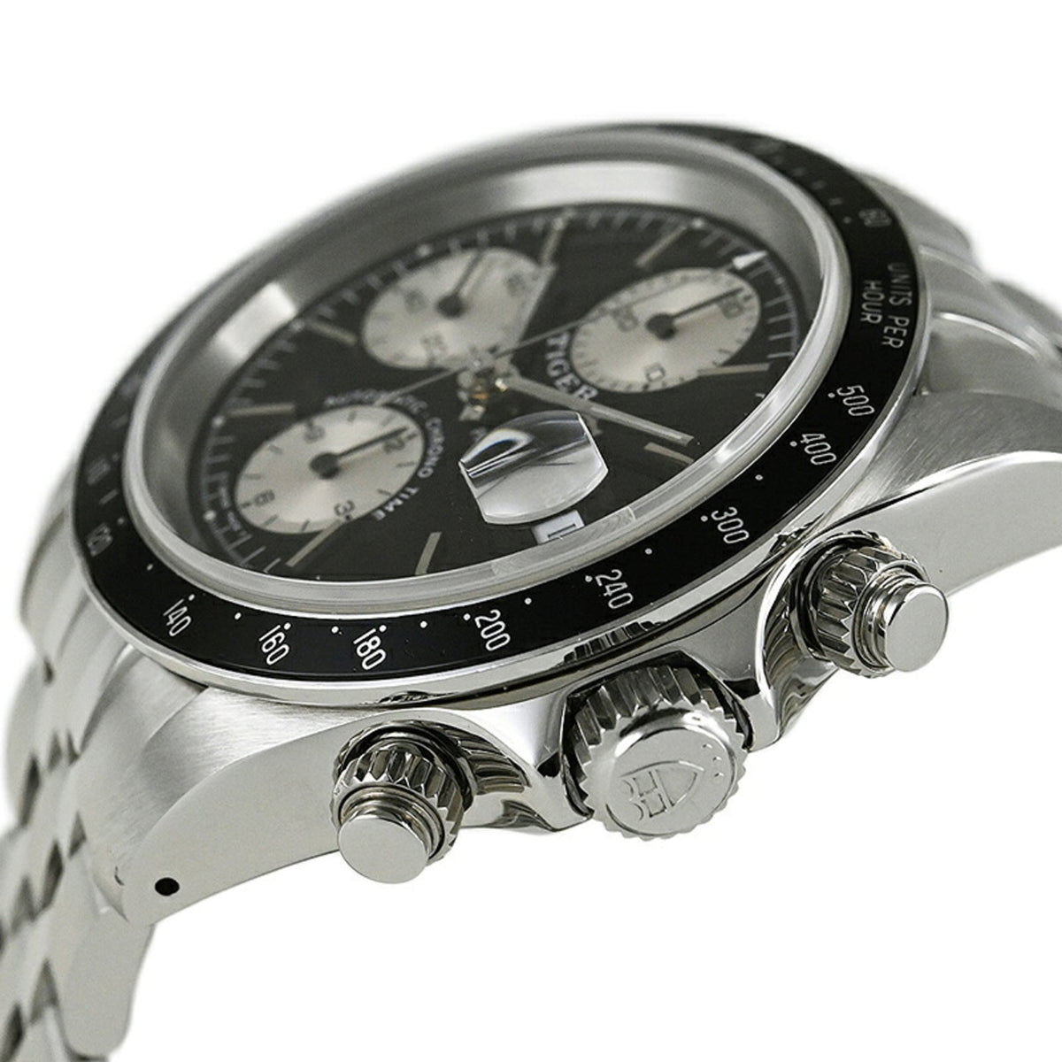 Tudor Prince Date Chronotime Tiger 79260 Black, Silver Dial 39mm Watch