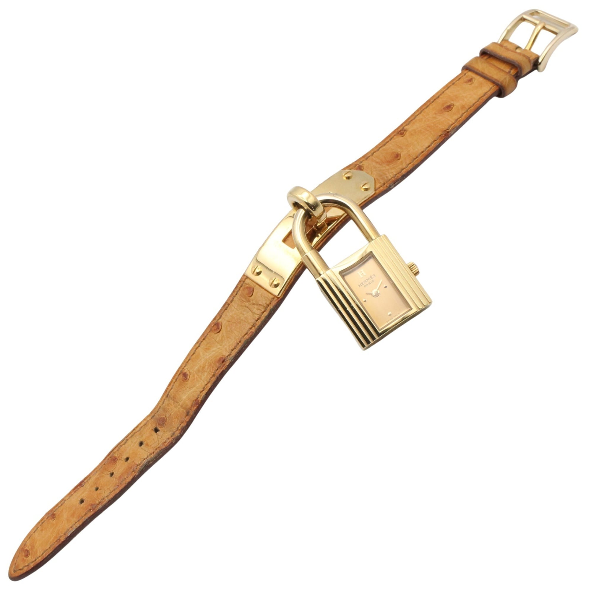 Hermes Kelly Gold Plated Leather Strap Ladies' Champagne Color KE1.201