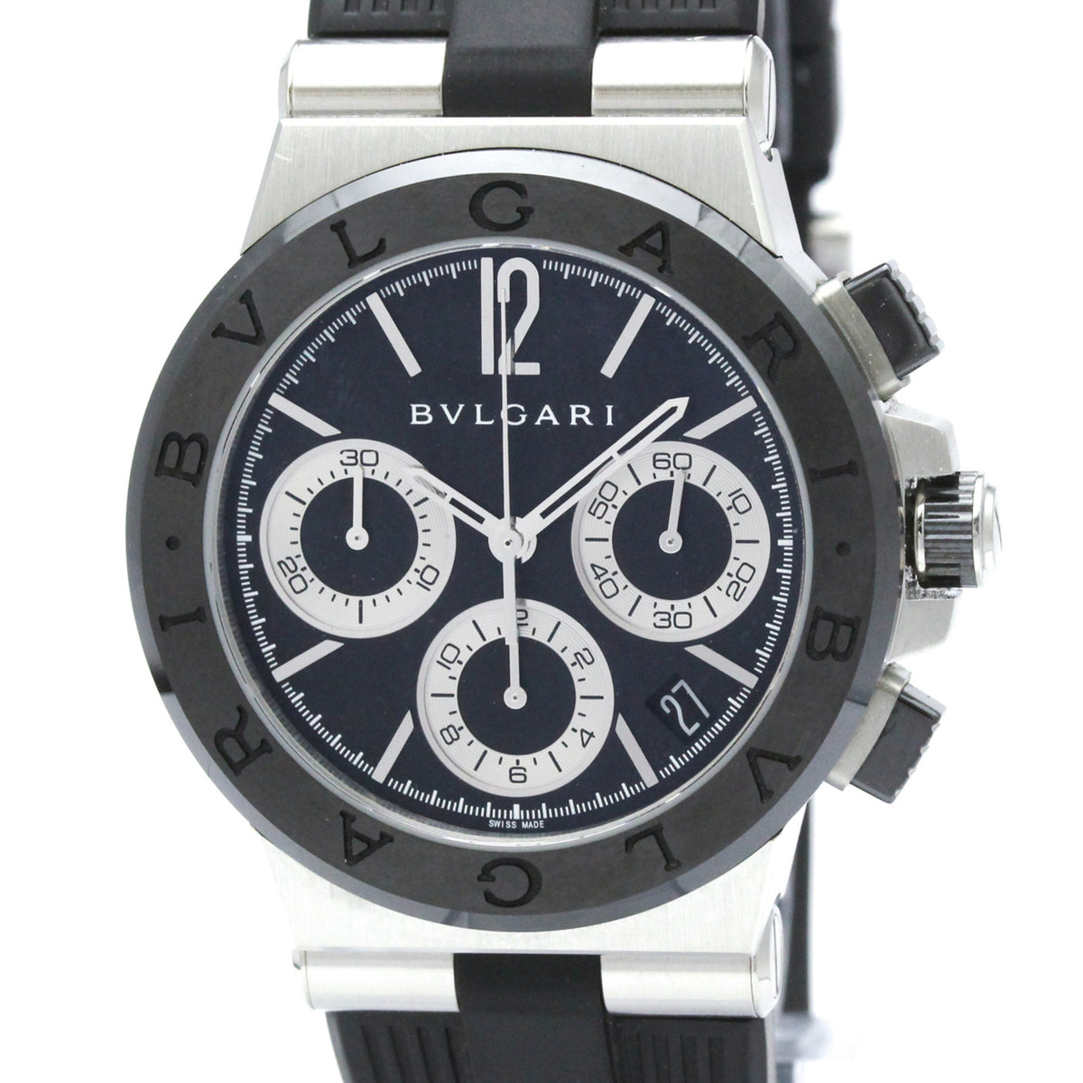 Bvlgari Diagono DG37SCCH horloge met zwarte wijzerplaat, 37 mm