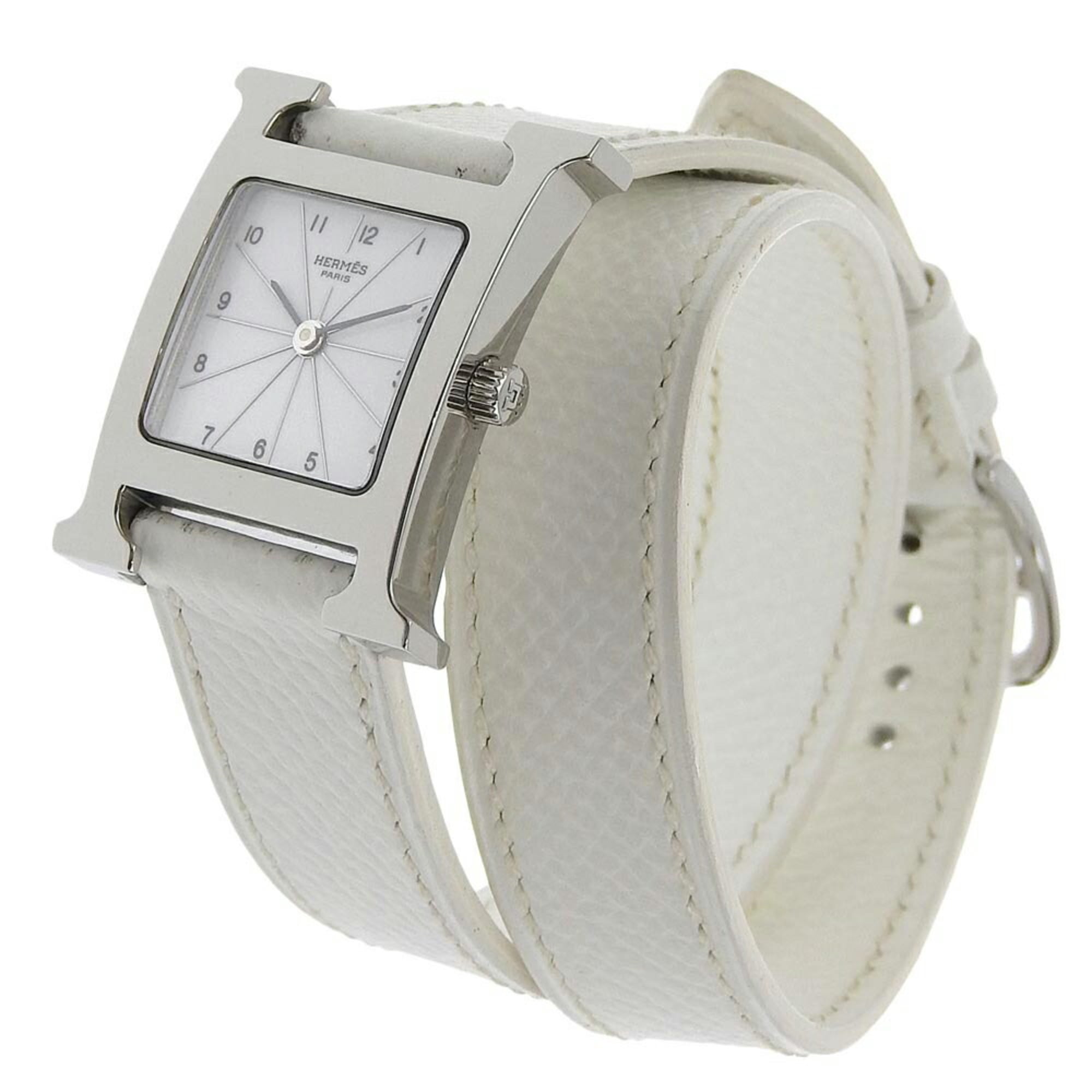 Hermes HERMES H Watch Wristwatch HH1.210 Stainless Steel x Leather 200