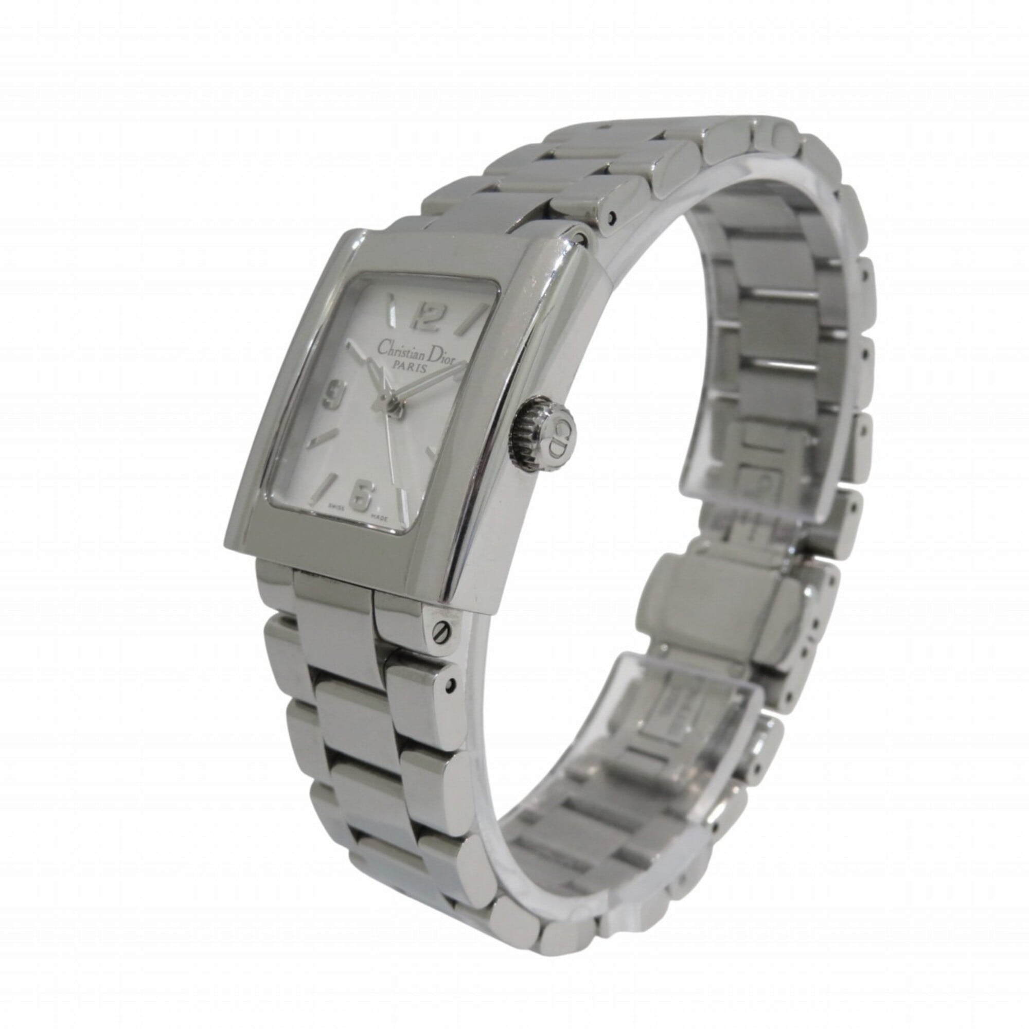 Christian Dior Riva watch, stainless steel, quartz, silver dial, D98-100