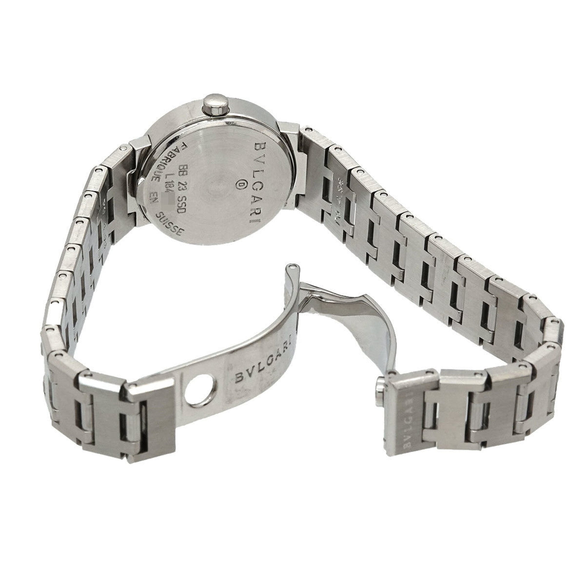 Bvlgari Date BB23SSD horloge met zwarte wijzerplaat, 28 mm