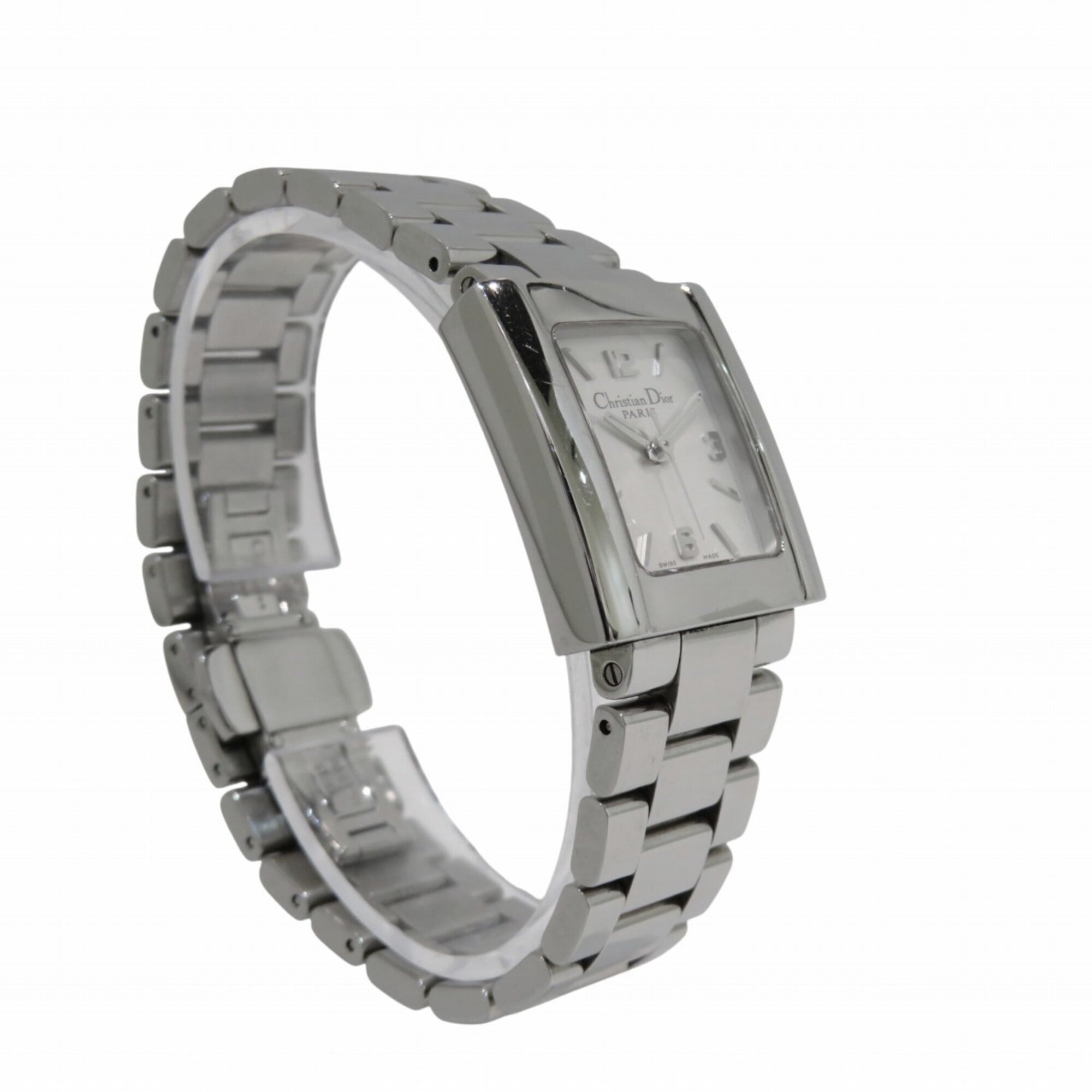 Montre Christian Dior Riva, acier inoxydable, Quartz, cadran argenté, D98-100