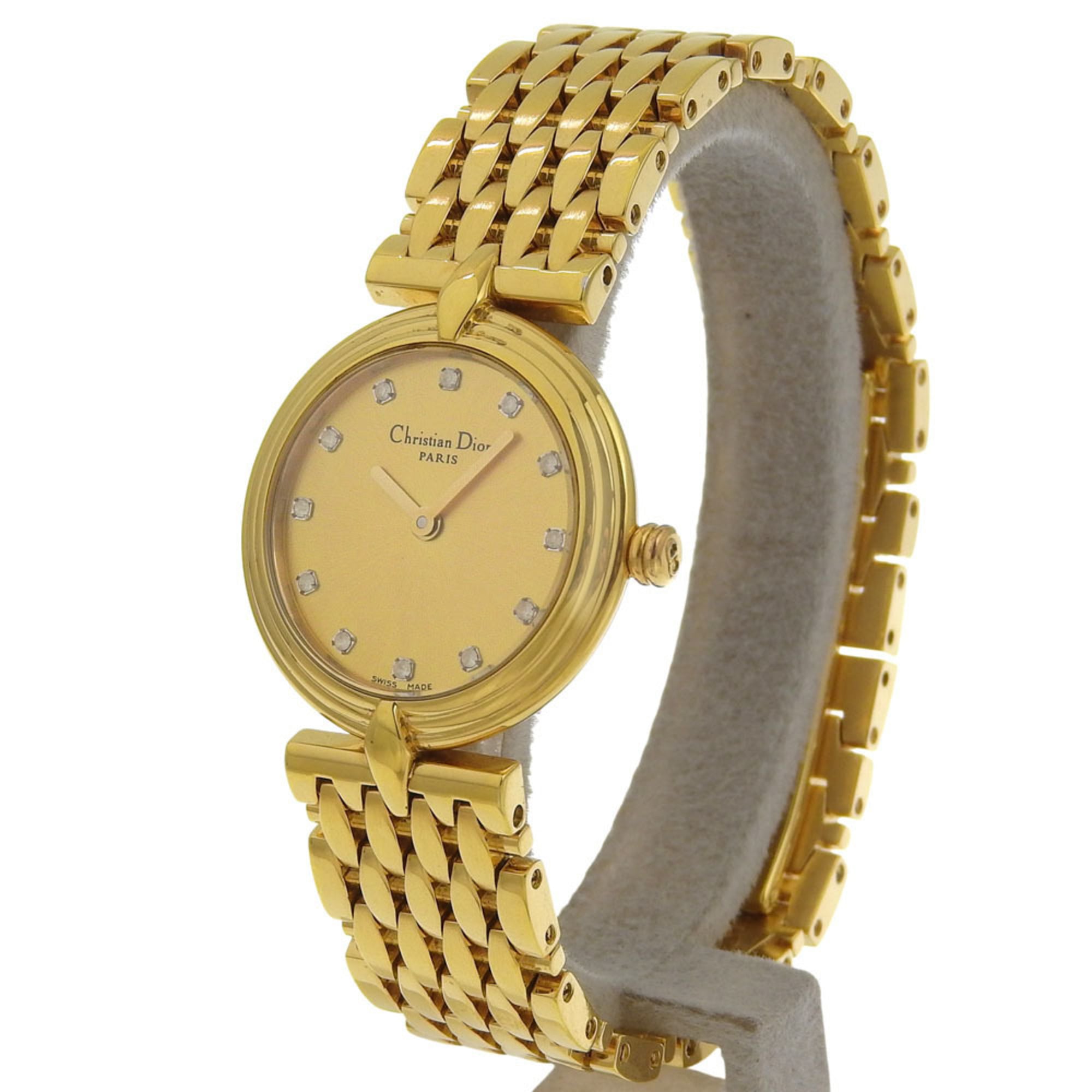 Christian Dior watch D68-150, gold plated, quartz, analog display, dial, women's.