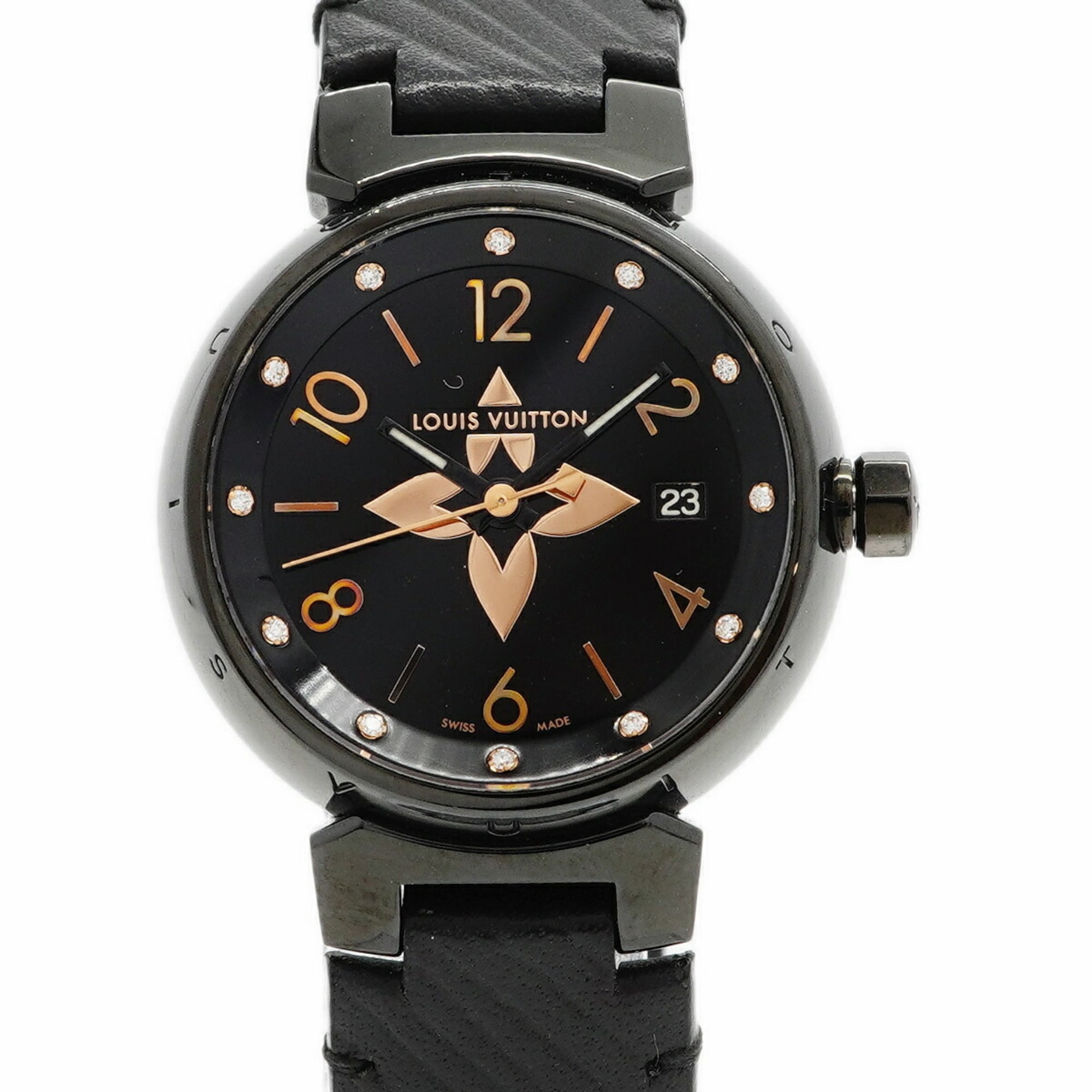 Louis Vuitton Tambour QA047 Black Dial 27mm Watch