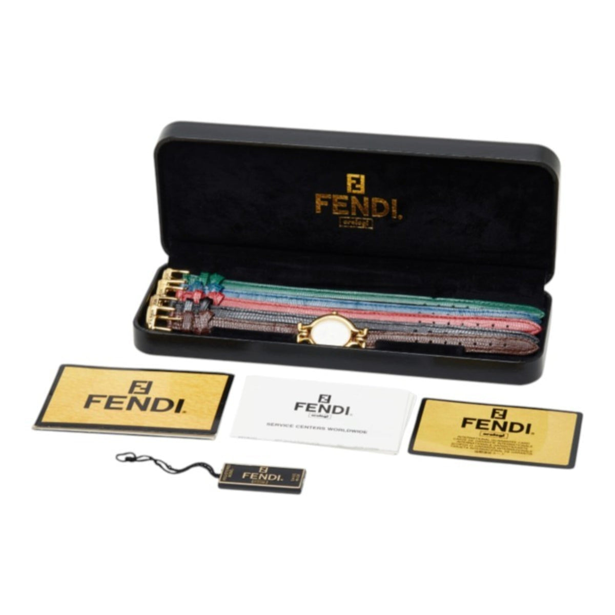 Fendi Chameleon Changeable Strap 5 Colors 640L White Dial 24mm Watch