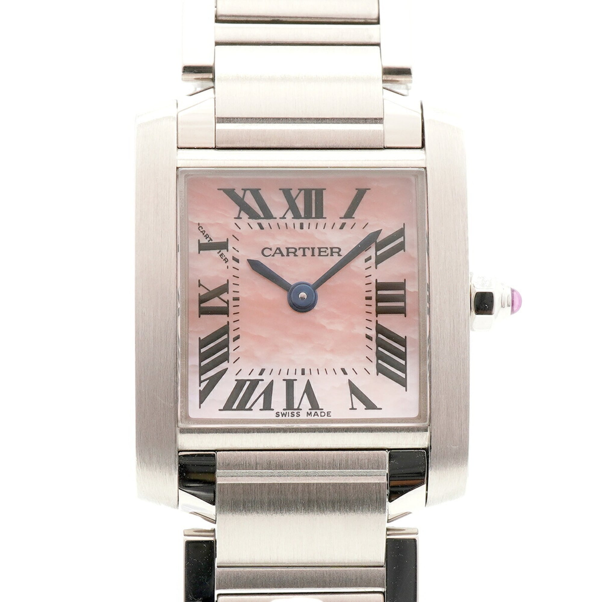Cartier Tank Française SM W51028Q3 horloge met roze wijzerplaat, 20 mm