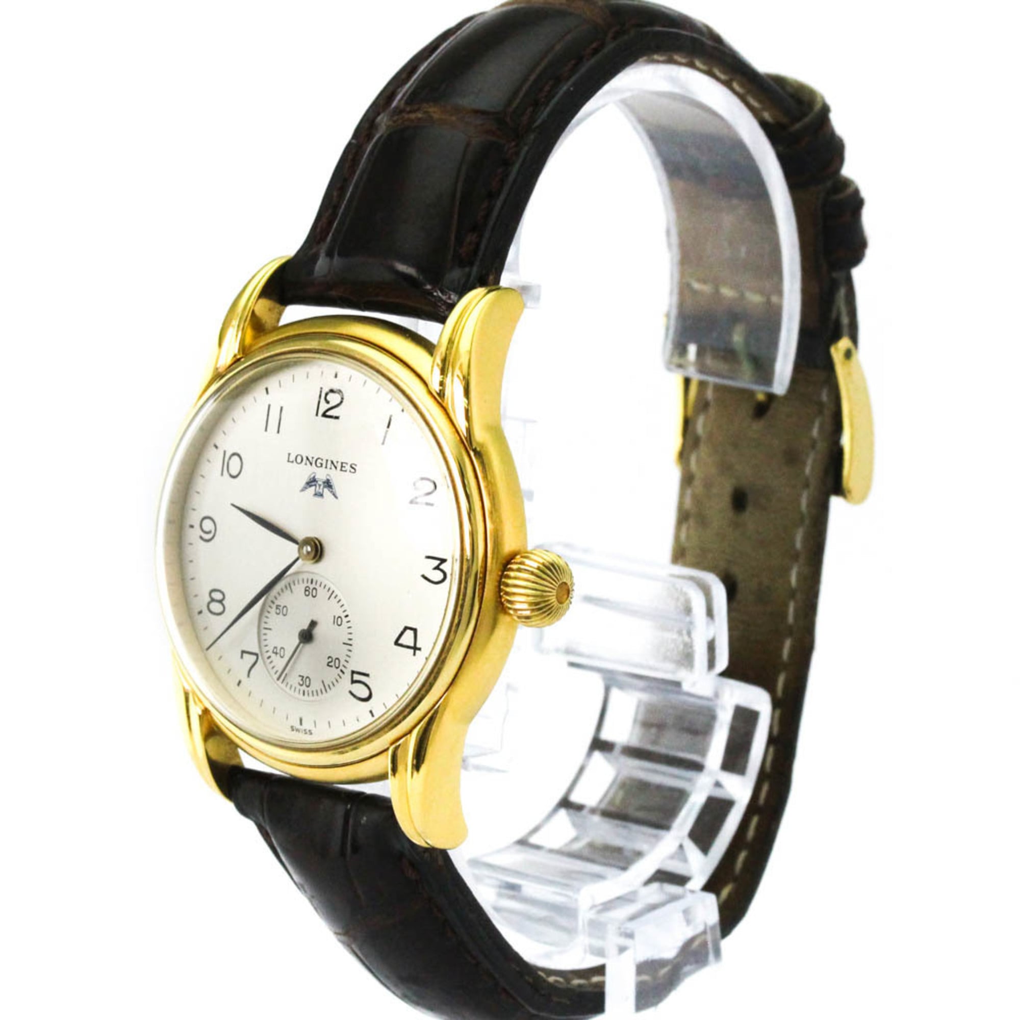 LONGINES Gold Plated Leather Hand-Winding Mens Watch L4.659.2