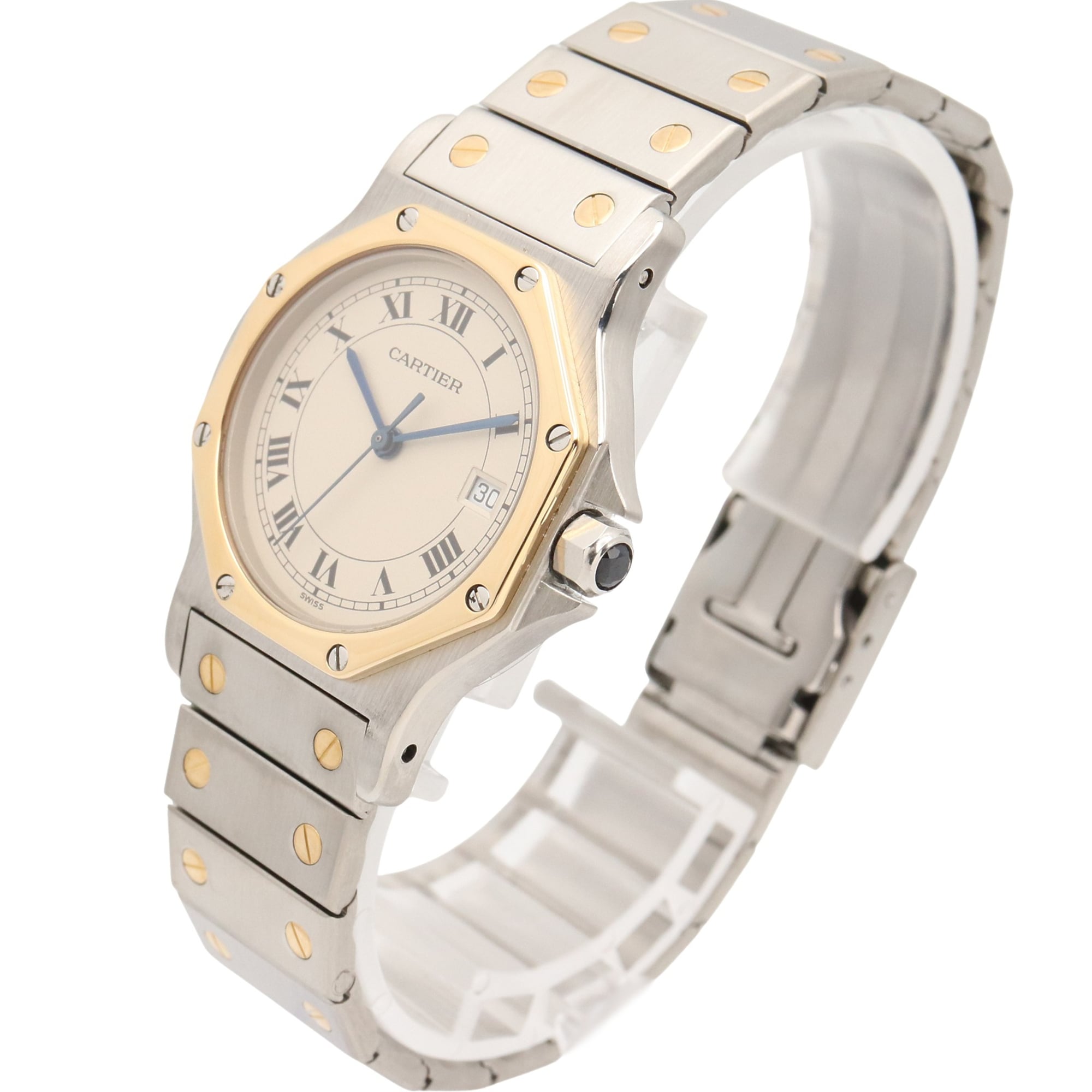 Cartier Santos 187902 Ivory Dial Stainless steel, yellow gold 29mm Watch