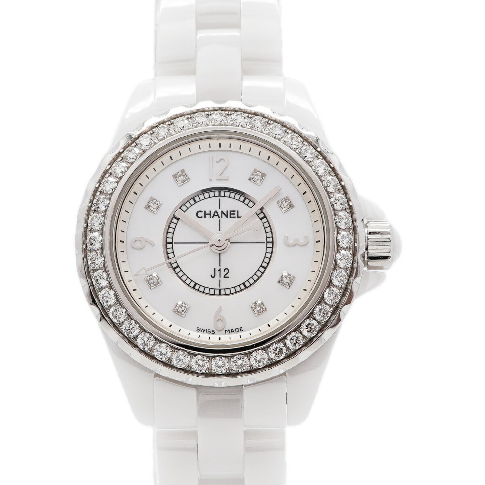 Chanel J12 Diamond H2572 White Dial 28mm Watch