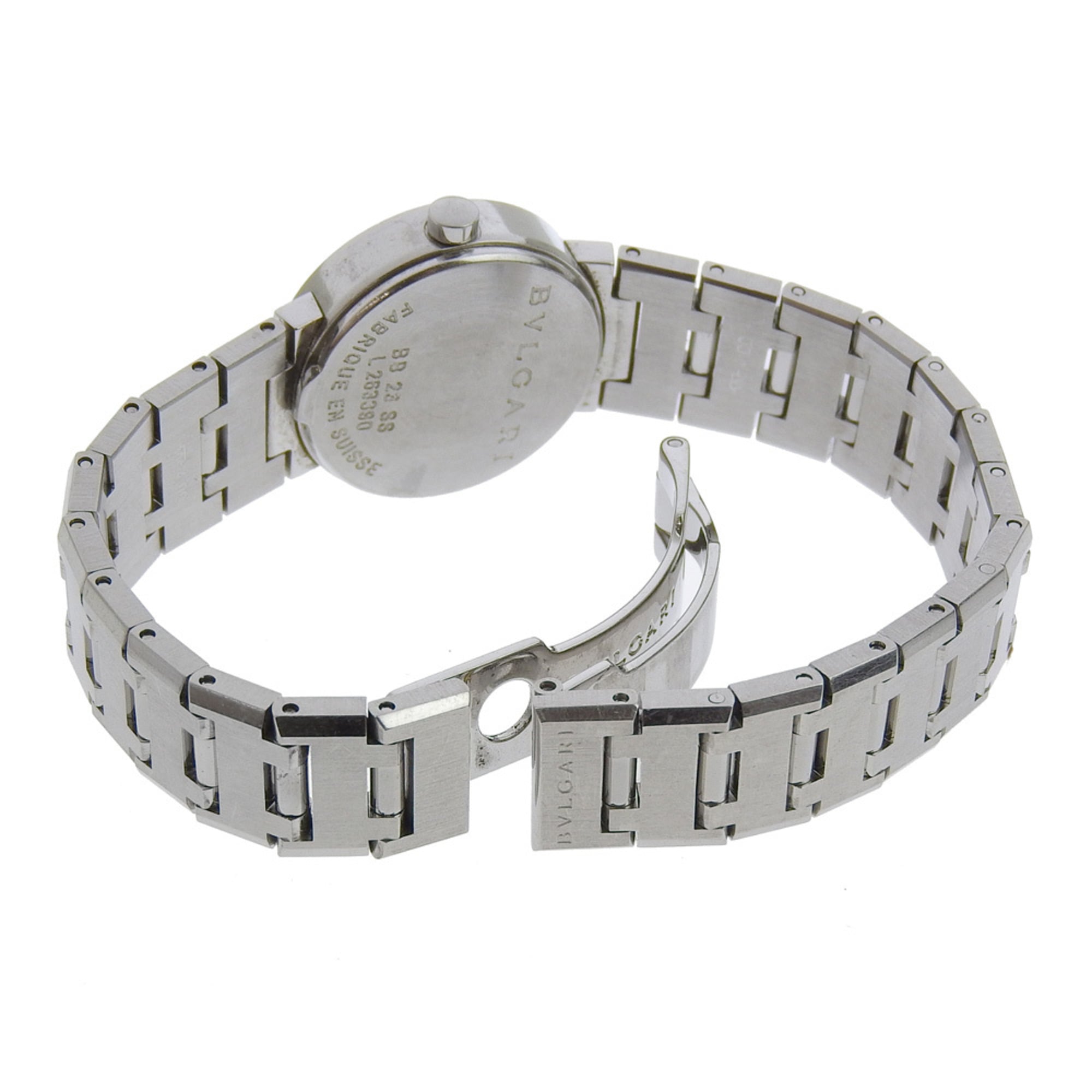 BVLGARI polshorloge BB23SS roestvrij staal, quartz, analoog display, zwarte wijzerplaat, damesmodel