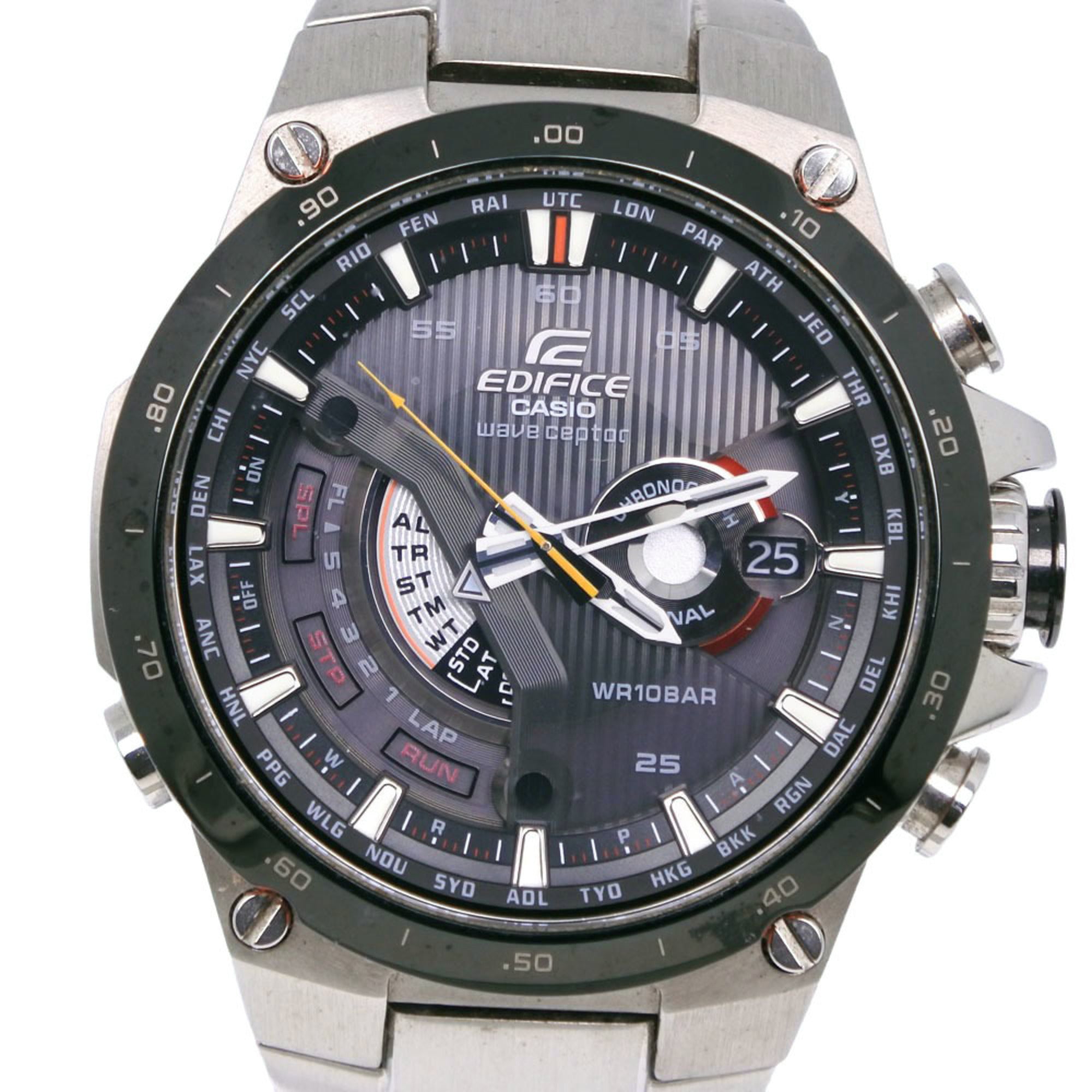Casio Edifice EQW-A1000DB-1AJF Stainless Steel Black Solar Radio-Controlled Watch, Multi-Hand Analog, Dial, Men's Watch
