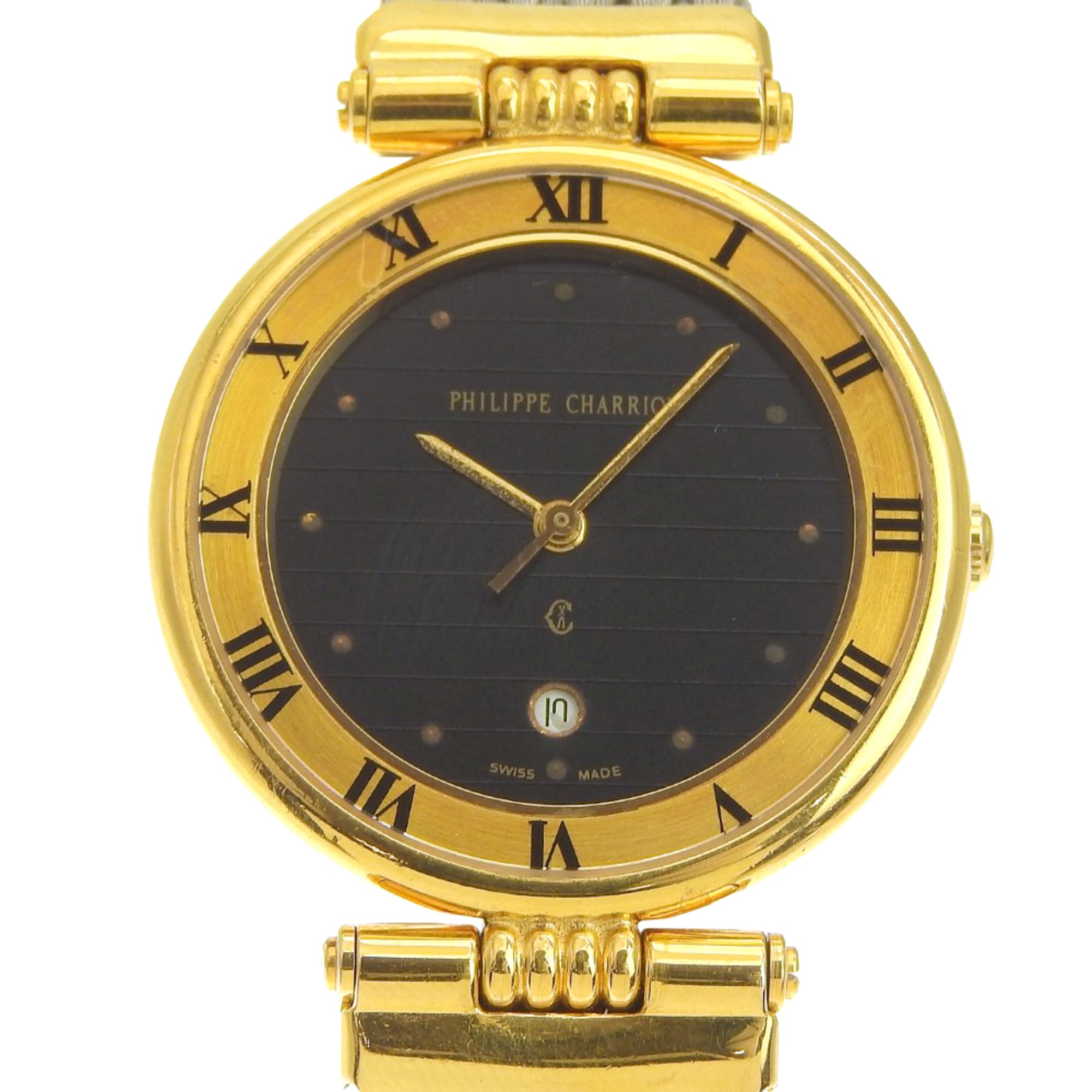 Philippe Charriol Celtic Watch 65.8.1288 Stainless Steel Quartz Analog Display Black Dial Men's