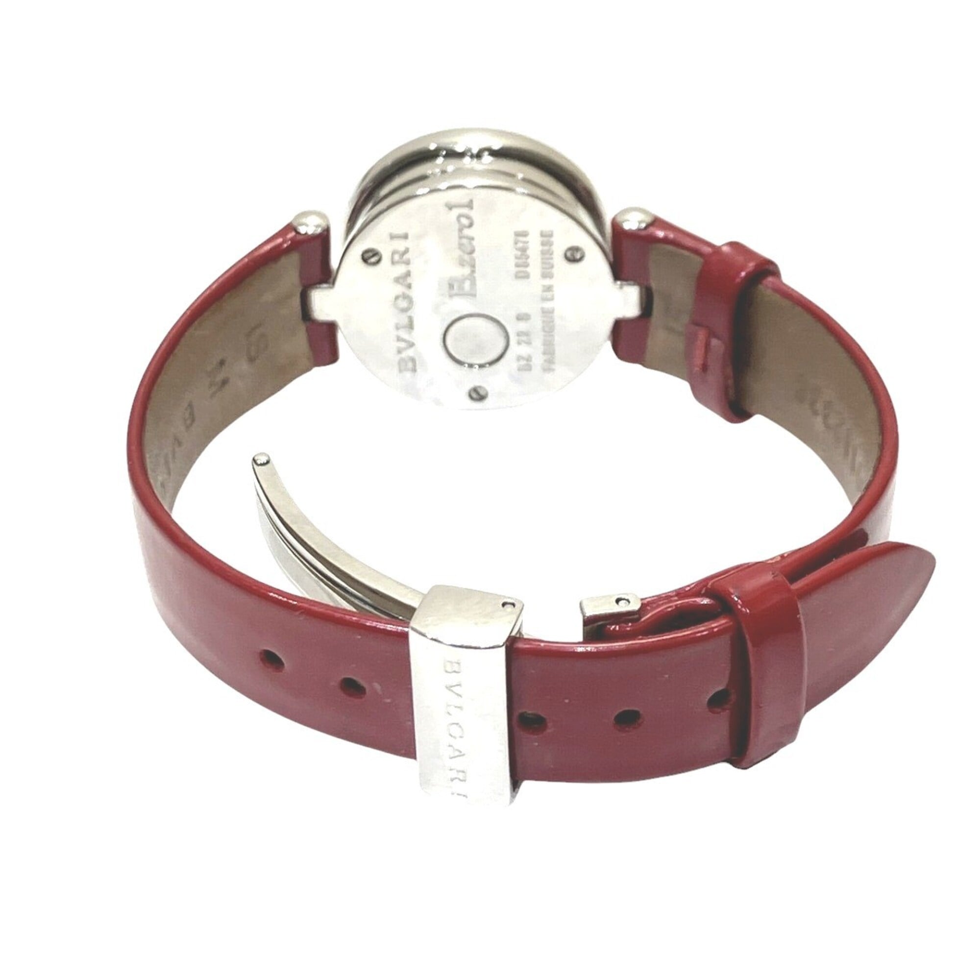Bulgari Watch, Total Weight 26.8g, Stainless Steel, Genuine Leather Strap, Quartz Movement, Pink Mother-of-Pearl Dial, BZ22S
