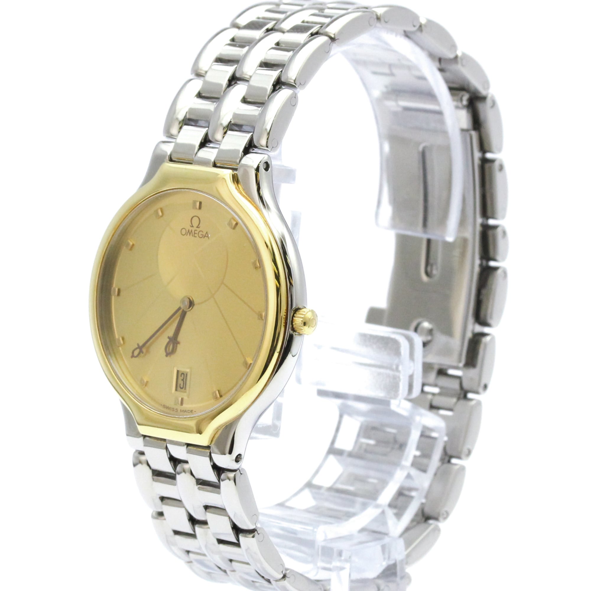OMEGA De Ville Symbol K18 Gold Steel Quartz Mens Watch 196.0316