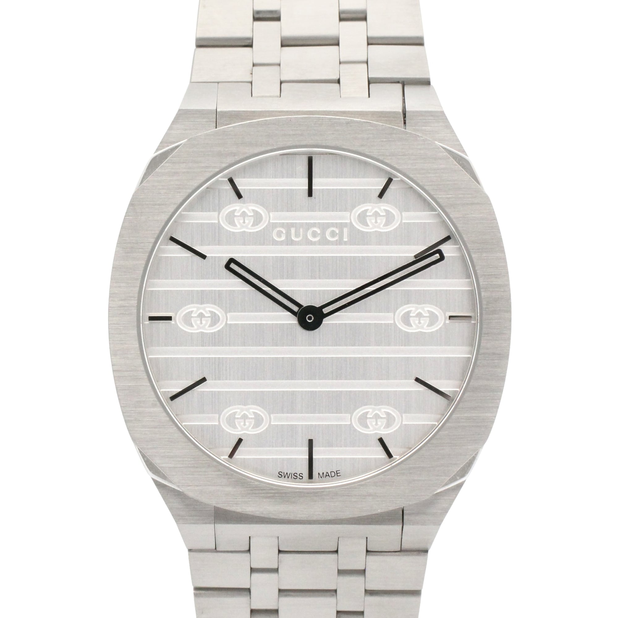 Gucci 25 H Boys YA163407 Silver Dial Stainless steel 34mm Watch