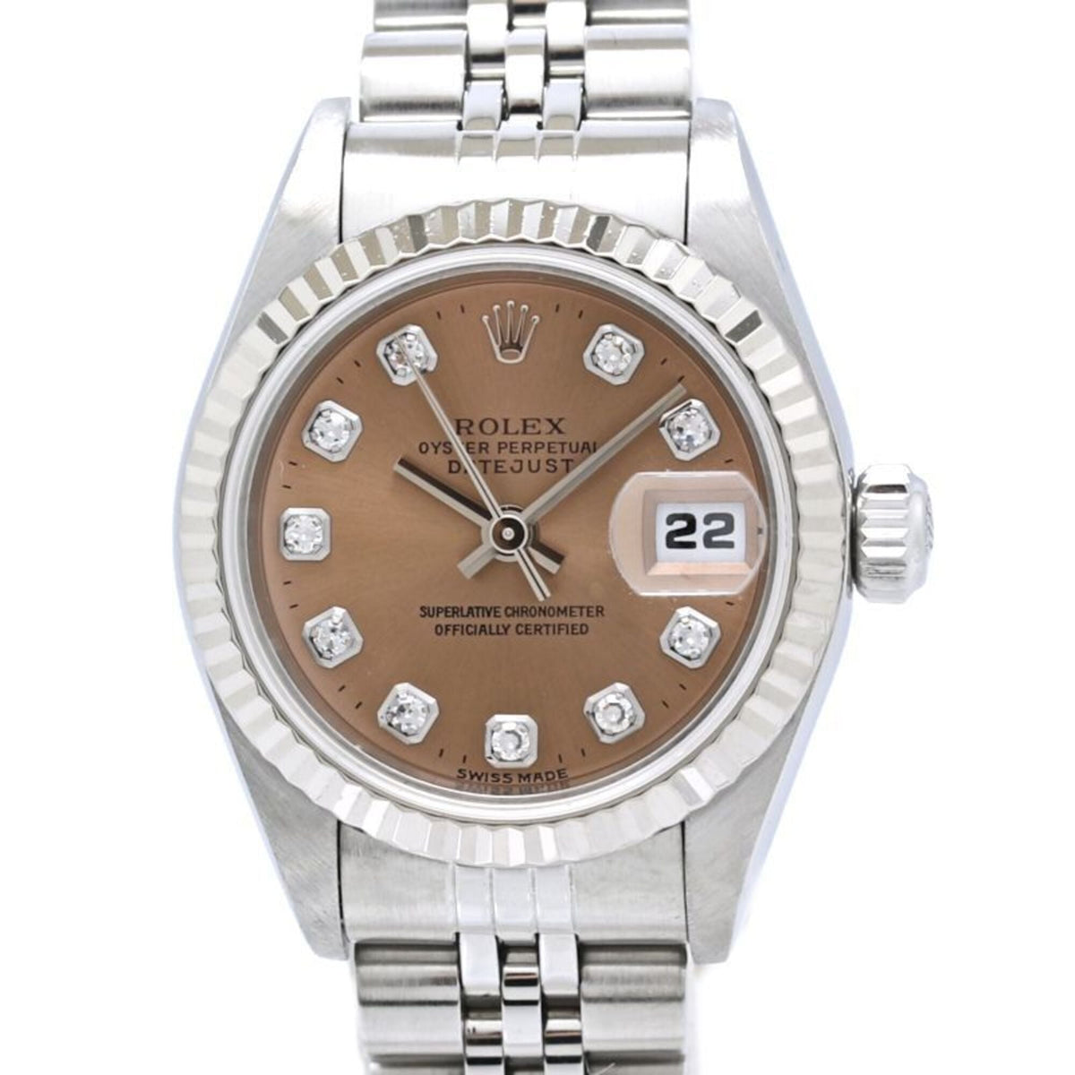 Rolex Datejust 10P Diamond 69174G Pink Dial 26mm Watch