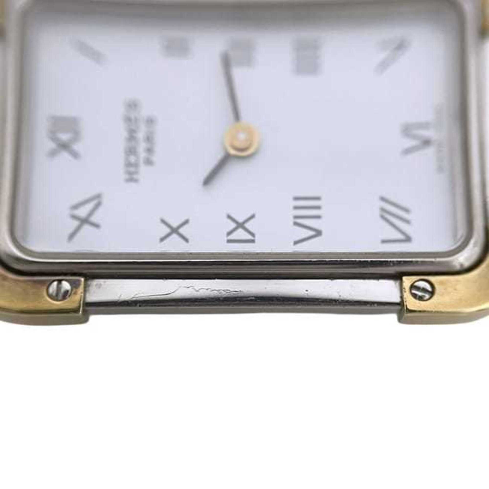 Montre Hermès, modèle Croisière, Blanc, Argent, Or, référence CR1.240, à piles, en acier inoxydable, mouvement Quartz.