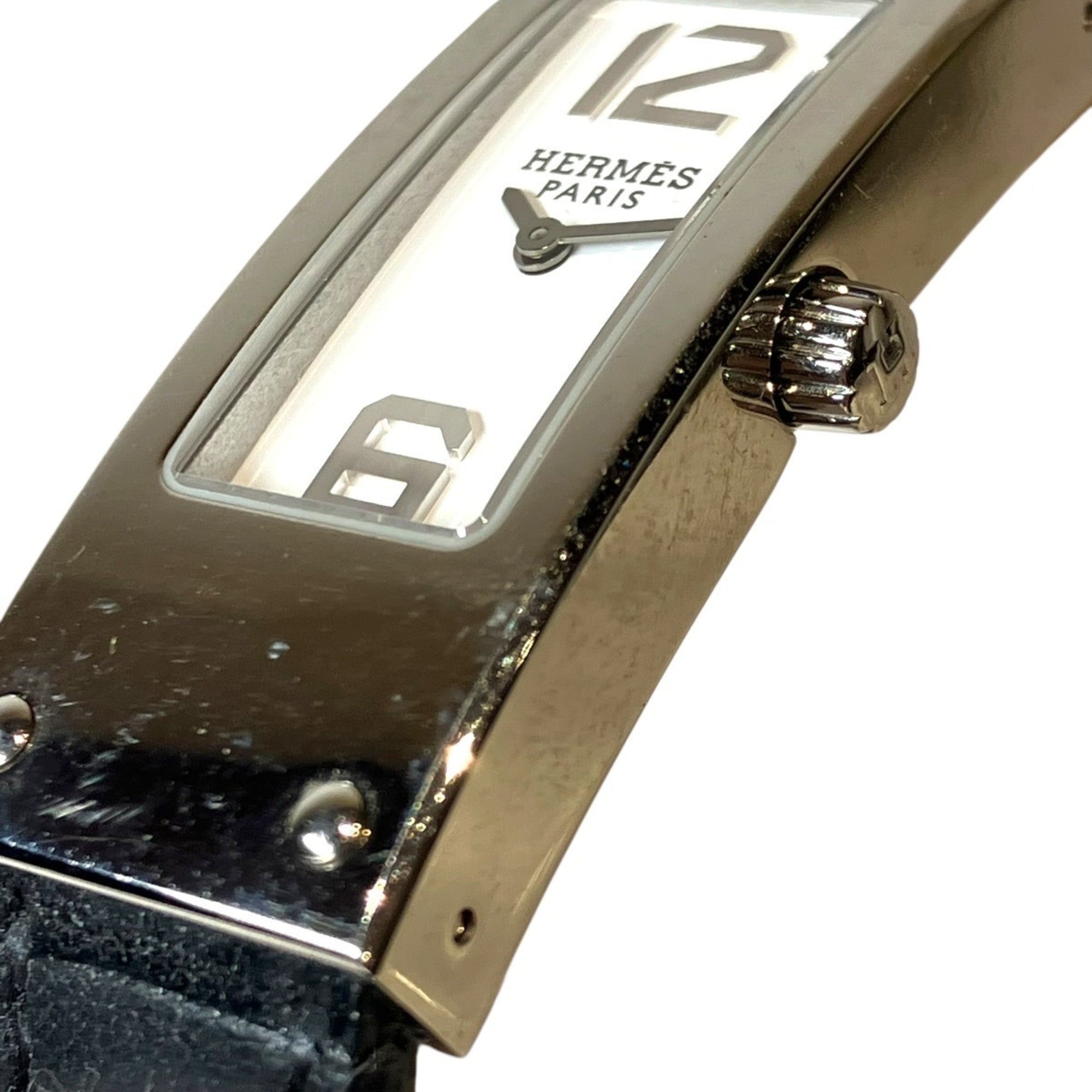 Hermes Kelly II watch, model, total weight 24.2g, stainless steel, genuine leather strap, quartz movement, white dial, KT1.210.
