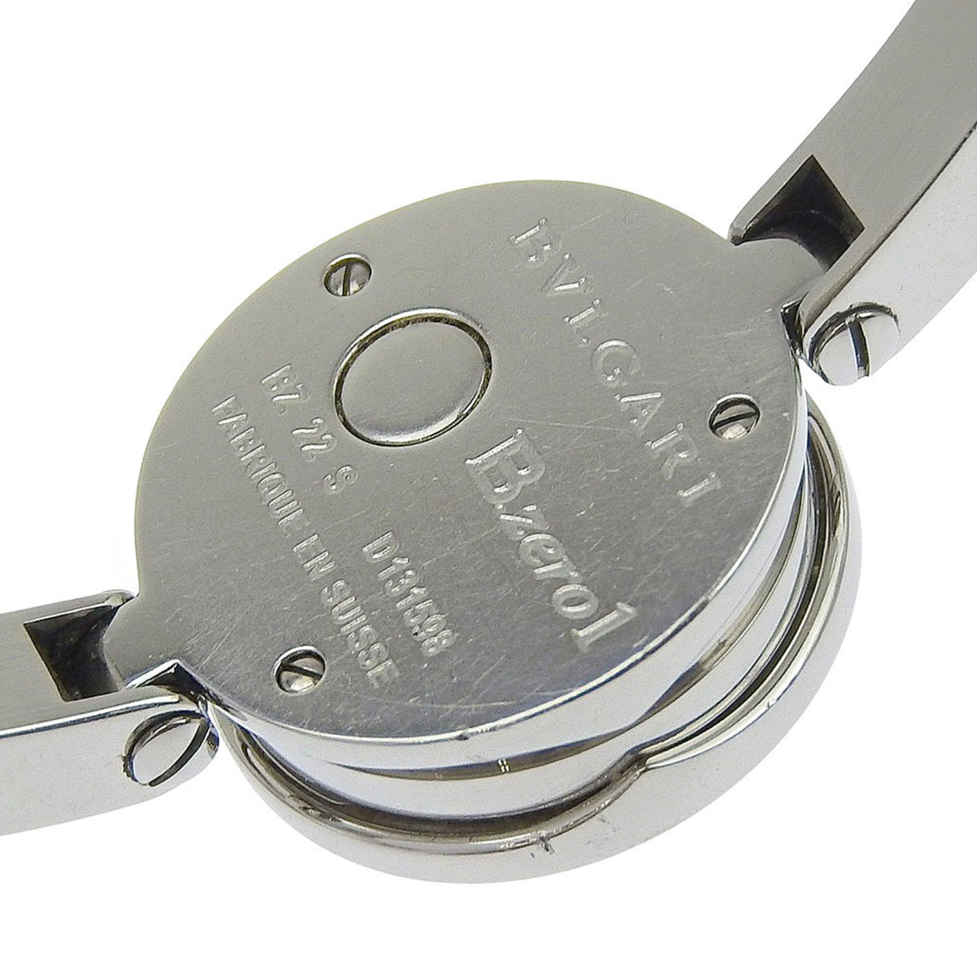 BVLGARI Bzero1-horloge, BZ22SS, roestvrij staal, kwarts uurwerk, analoge wijzerplaat, zwarte wijzerplaat, damesmodel