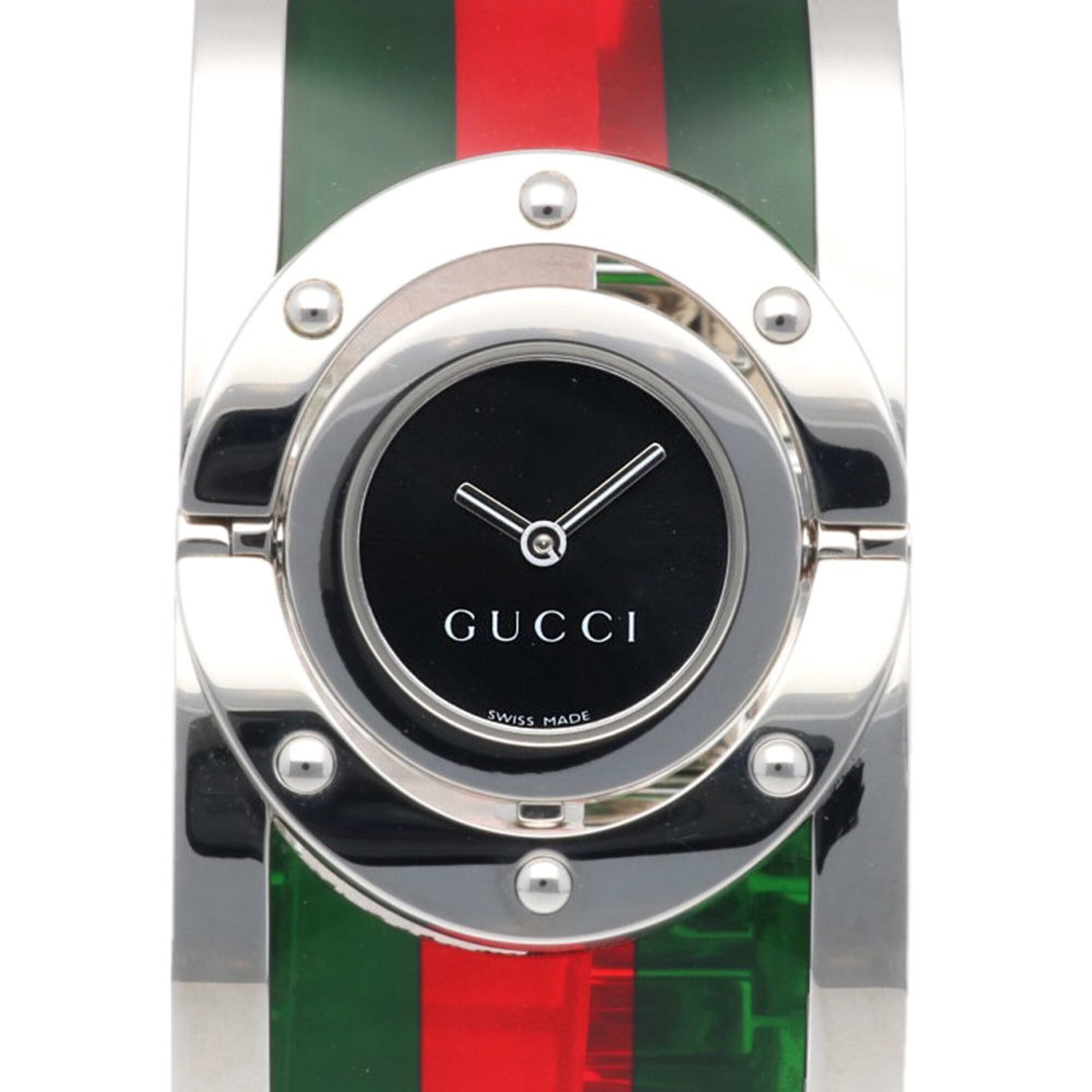 Gucci Toile Watch, Stainless Steel 112 Quartz, Polished, Women's, GUCCI Wide Bangle