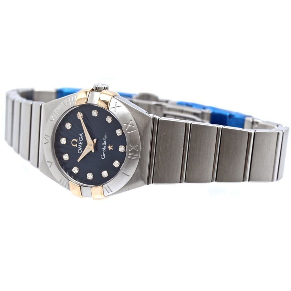 Omega Constellation Brushed 12P Diamond 123.20.24.60.53.002 Blue Dial 24mm Watch