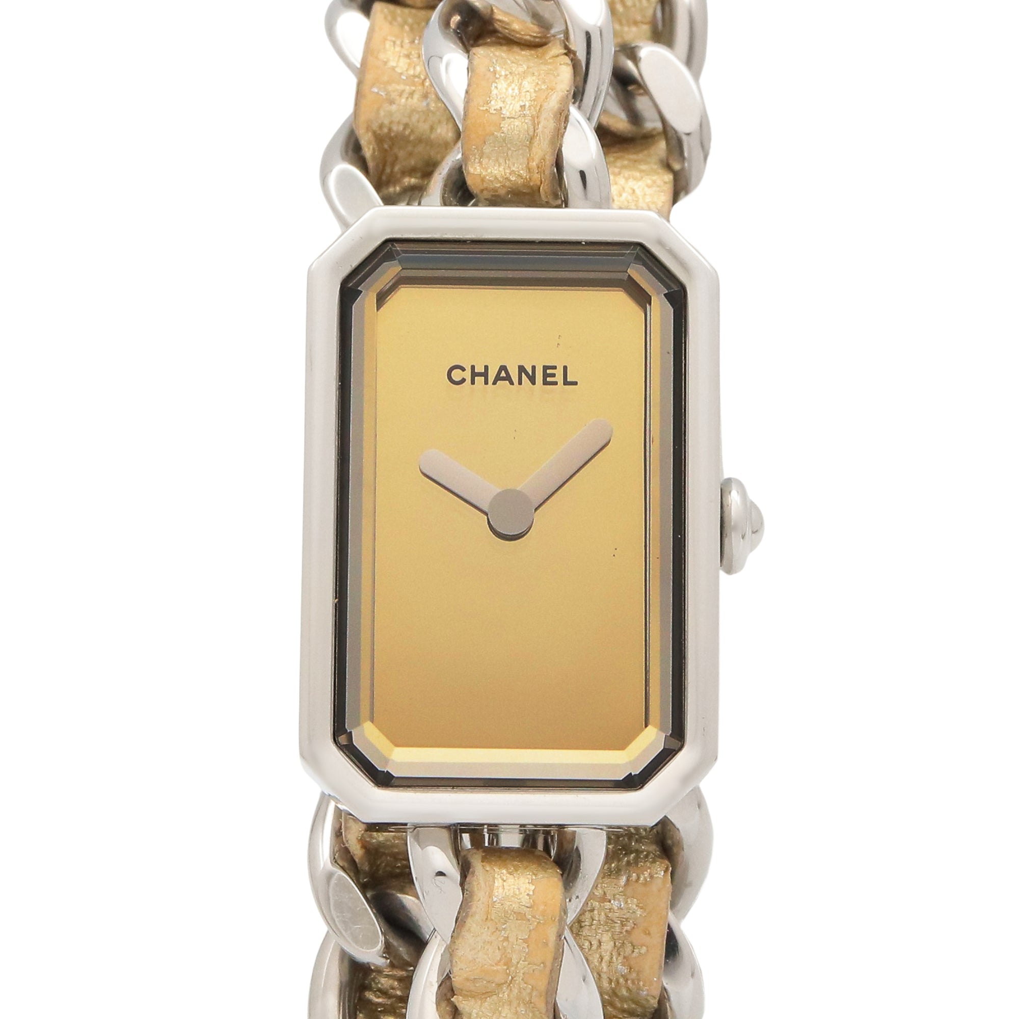 Chanel CHANEL PremiÃ¨re Rock Stainless Steel Leather Strap Ladies Gold Tone Mirror Finish H5583