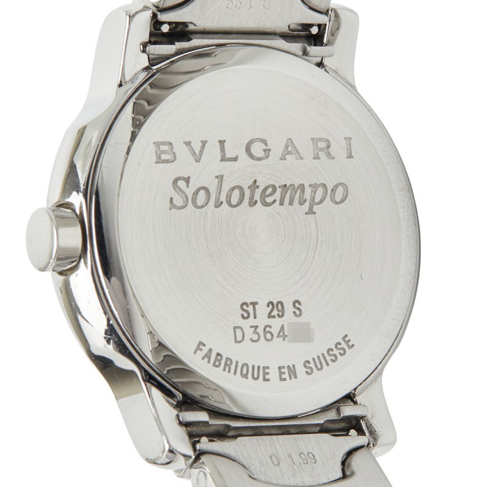 Bvlgari Solotempo ST29S quartzhorloge met zwarte wijzerplaat en roestvrij staal, damesmodel