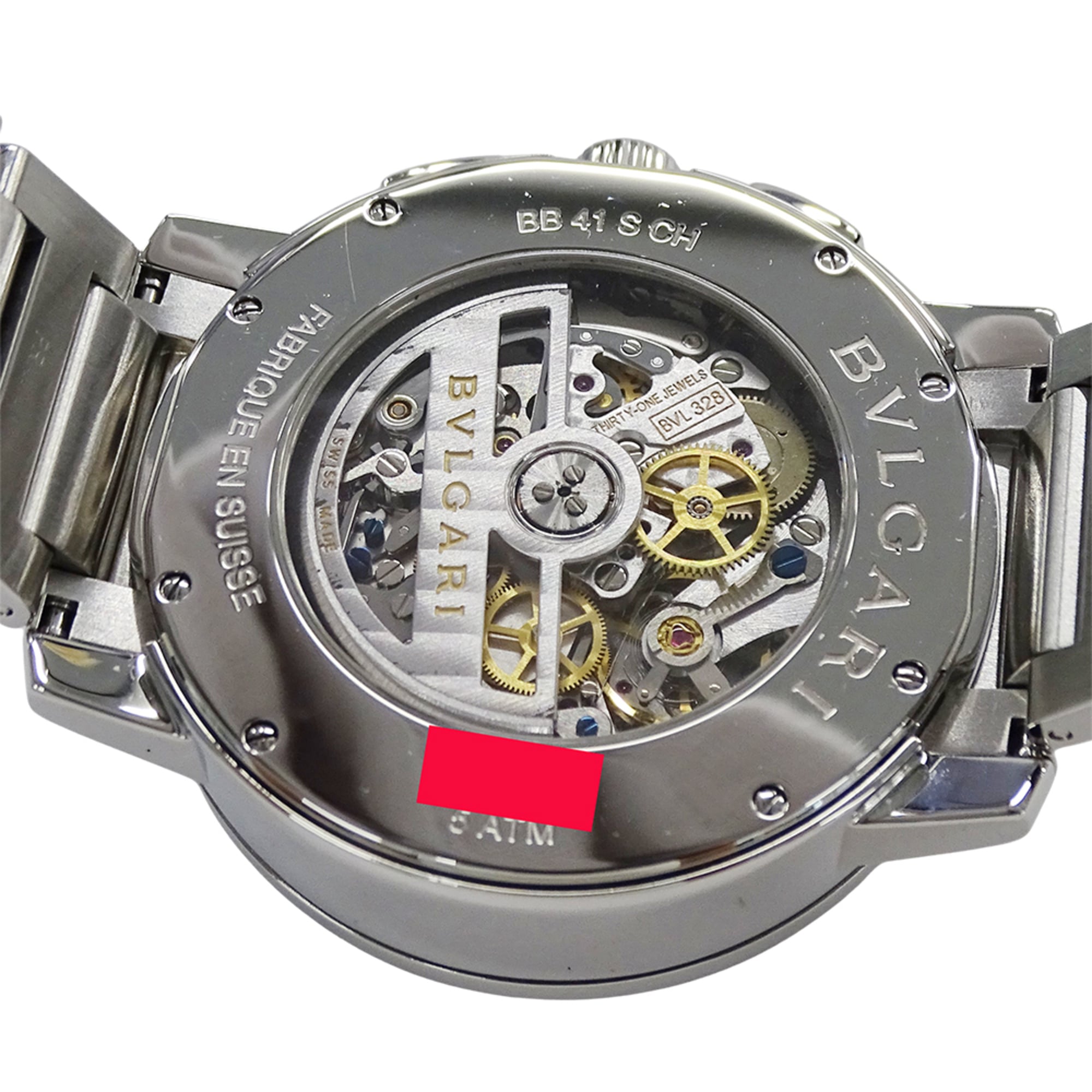 Montre Pour Hommes Bulgari BVLGARI, marque : Chronographe Automatique AT en acier inoxydable SS BB41SCH, argent Noir