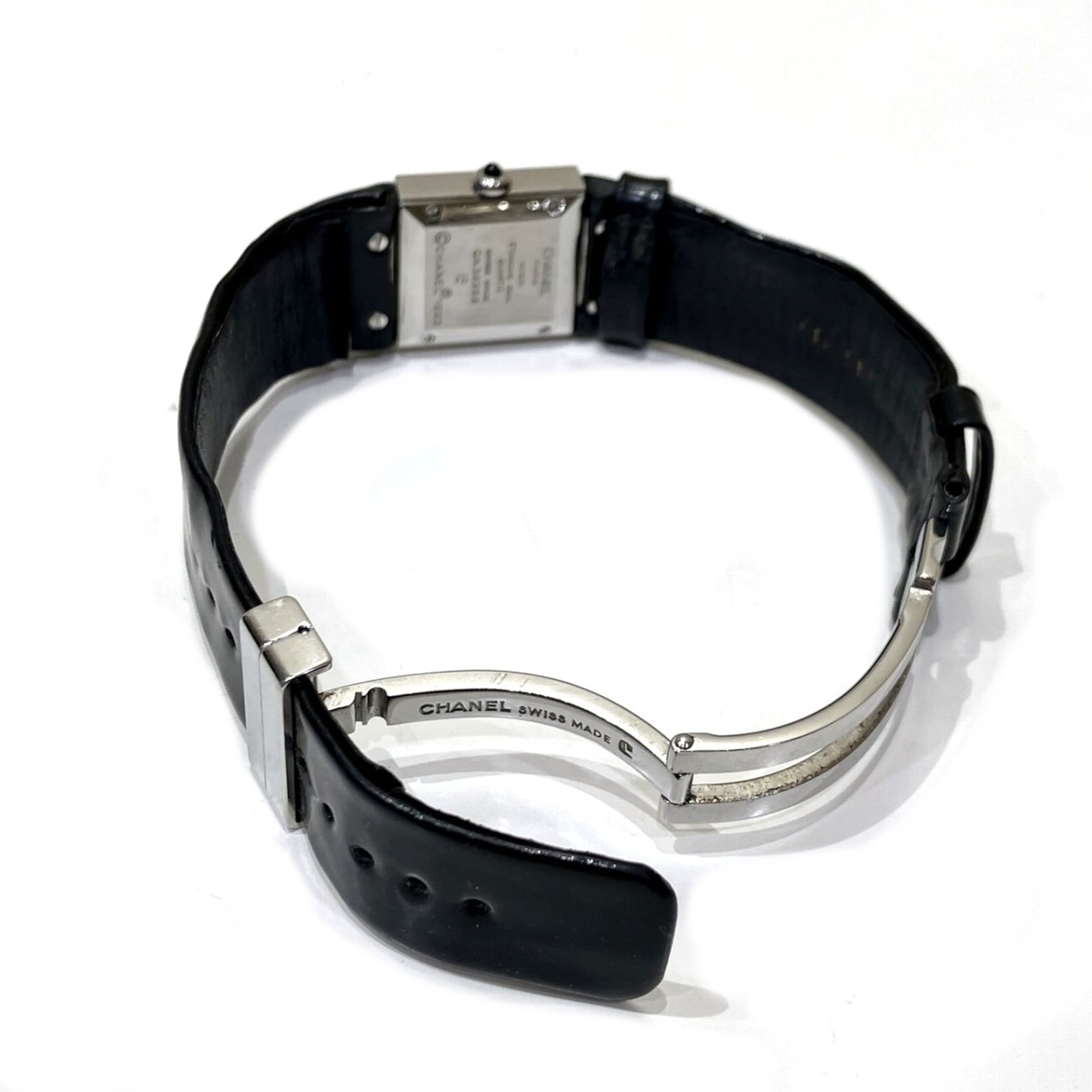 Chanel Matelassé Watch, Total Weight 27g, Stainless Steel, Genuine Leather Strap, Quartz Movement, Black Dial, H0116