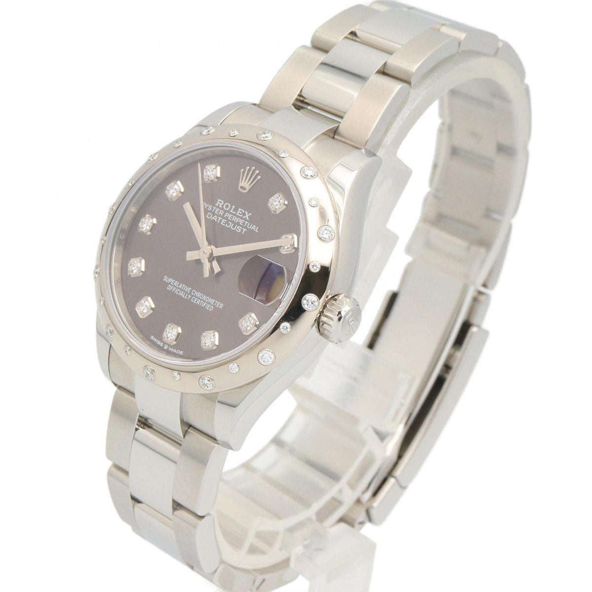 Rolex Datejust 20P Diamond Bezel 10P NP 18KWG ( 278344RBR Gray, Silver Dial 31mm Watch