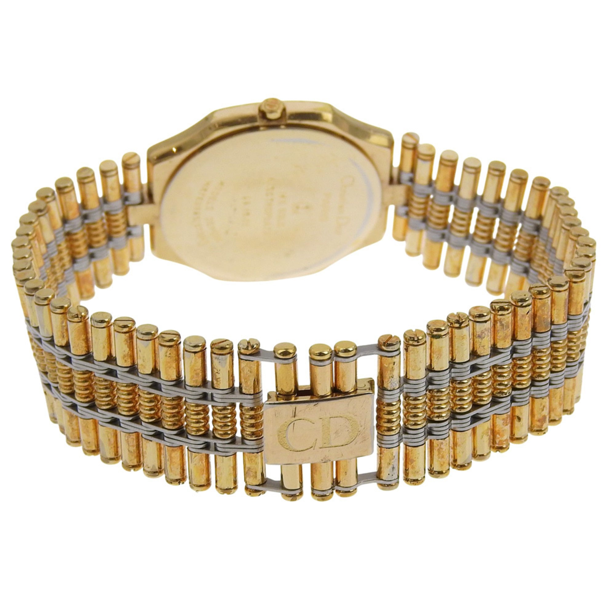 Christian Dior Date Watch 45.15.01 Verguld quartzhorloge met analoge wijzerplaat en gouden wijzerplaat voor heren