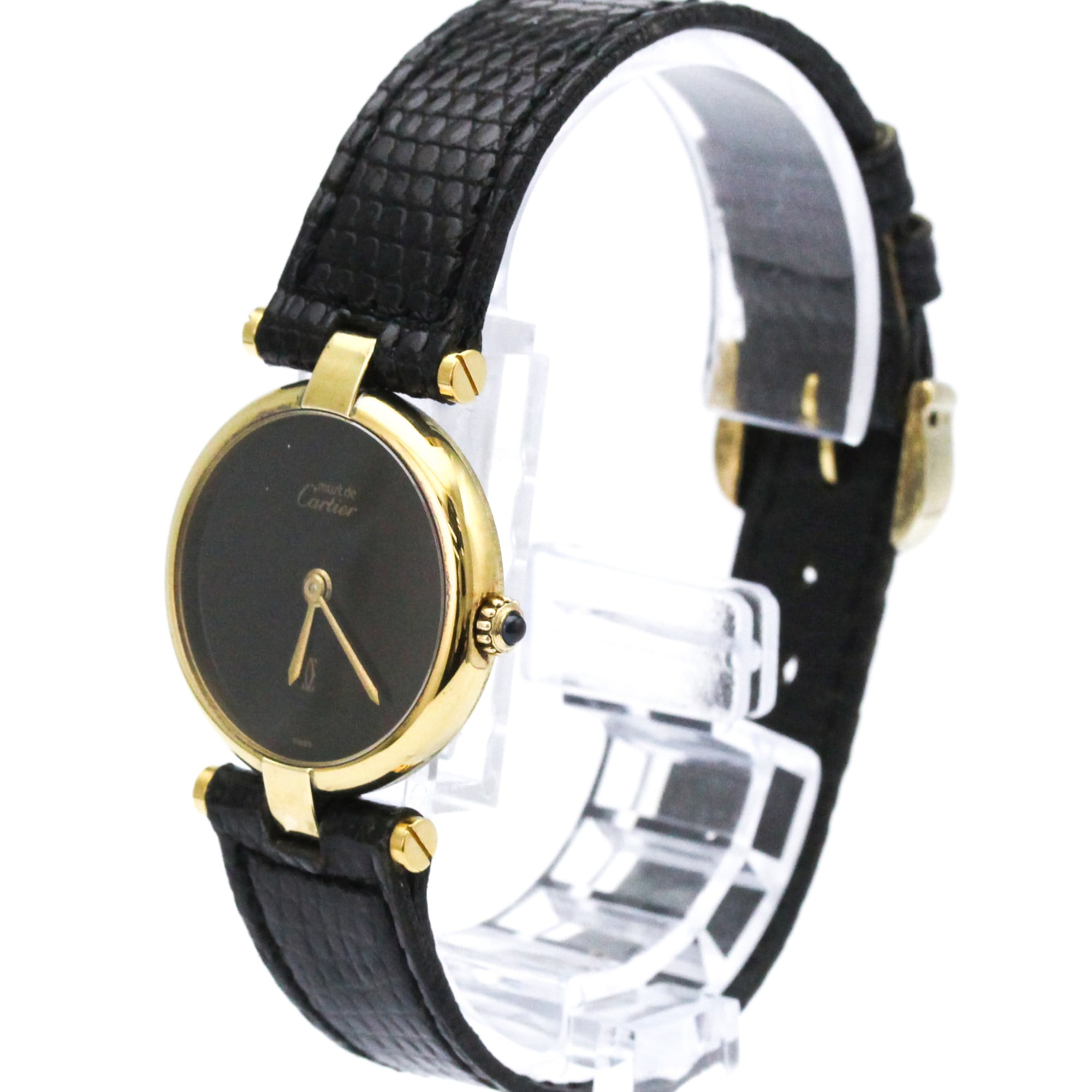 CARTIER Must Vendome Gold Plated Leather Quartz ladies Watch