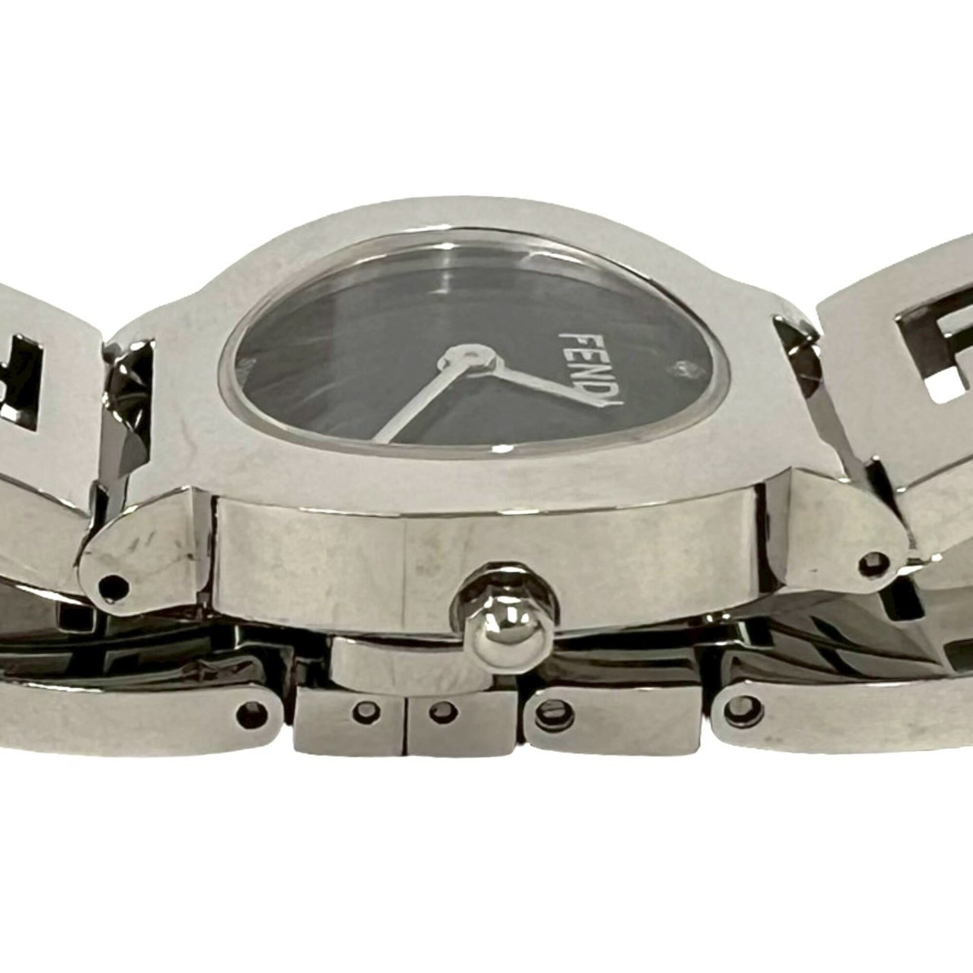 FENDI 3050L Logo Motif Stainless Steel Quartz Silver 31341
