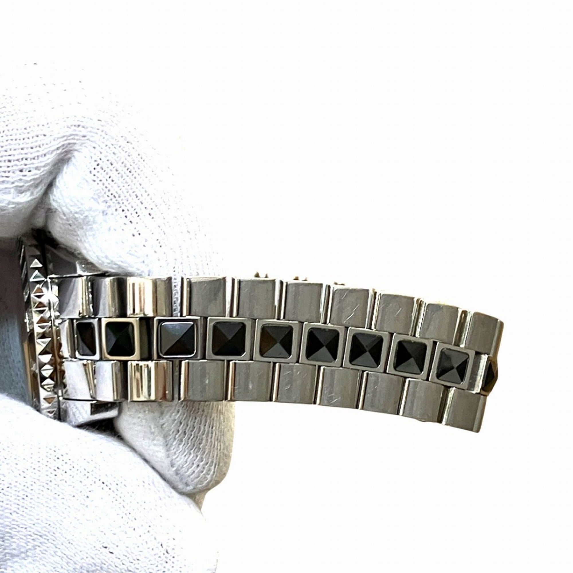 Christian Dior-horloge met kristallen en diamanten rand, totaalgewicht 75,8 g, roestvrij staal, quartz, zwarte wijzerplaat, CD112116M001