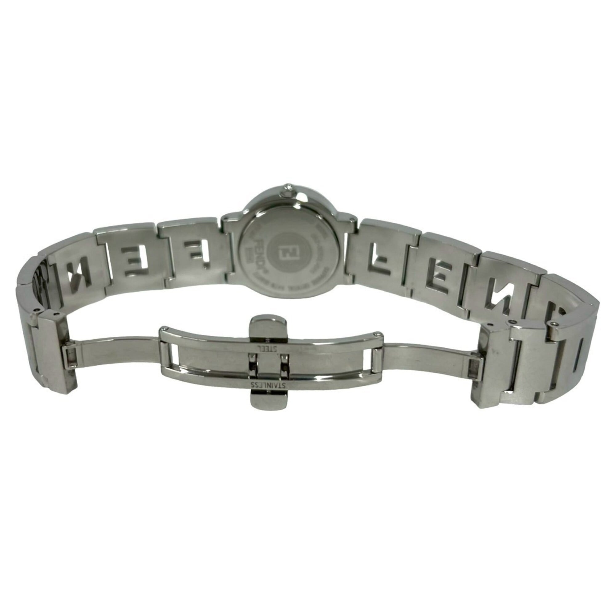 FENDI 3050L Logo Motif Stainless Steel Quartz Silver 31341