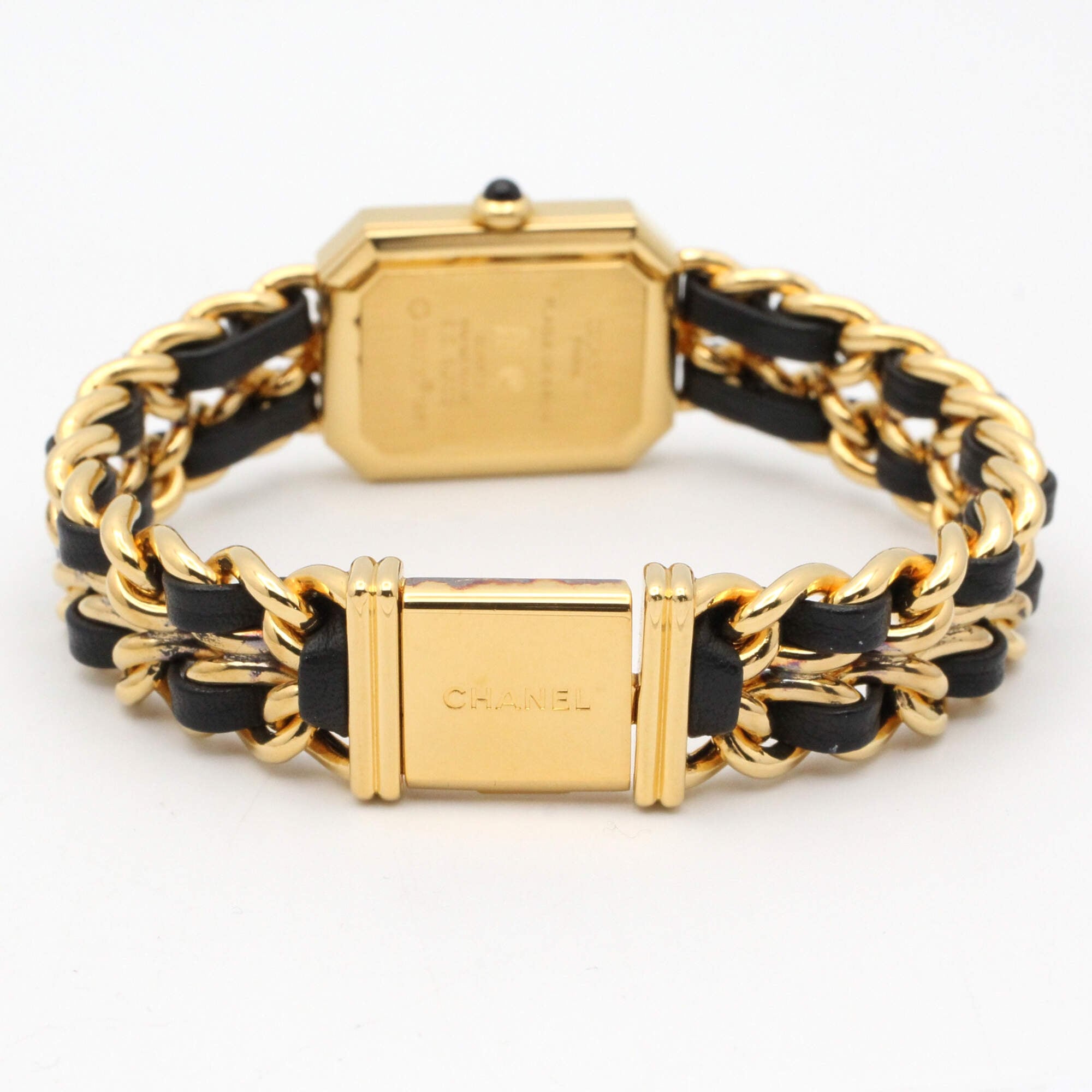 Chanel CHANEL PremiÃ¨re L Gold Plated (GP) Leather Strap Wo Black H0001