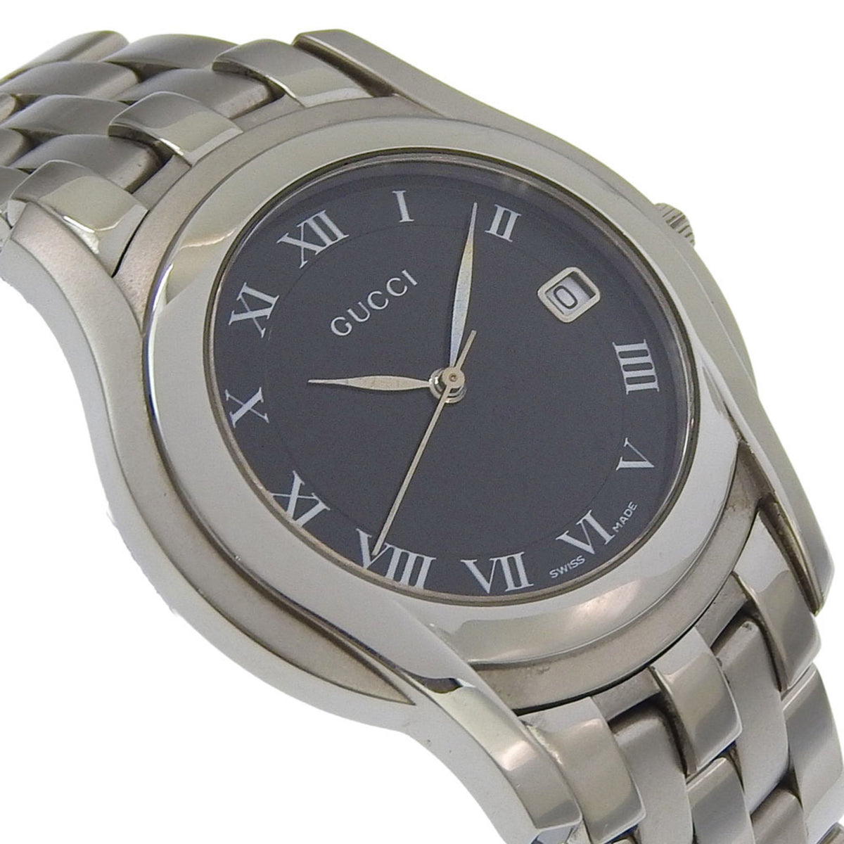 Gucci 5500M Analoguhr aus Edelstahl mit Schwarz Quarz und Zifferblatt für Damen