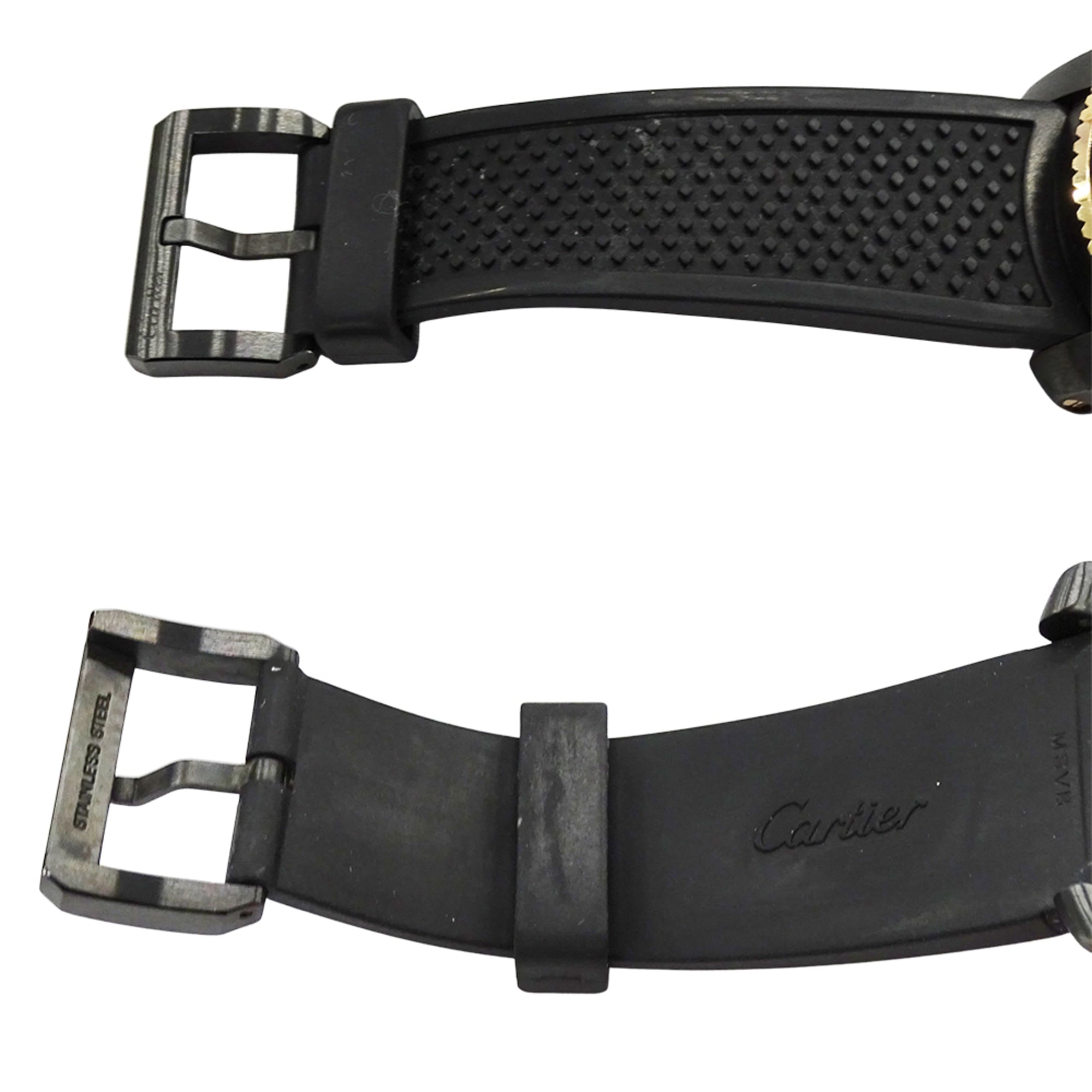 Cartier Calibre Diver herenhorloge, koolstofvezel, datum, automatisch, AT W2CA0004, rubber, PG, roségoud, zwart