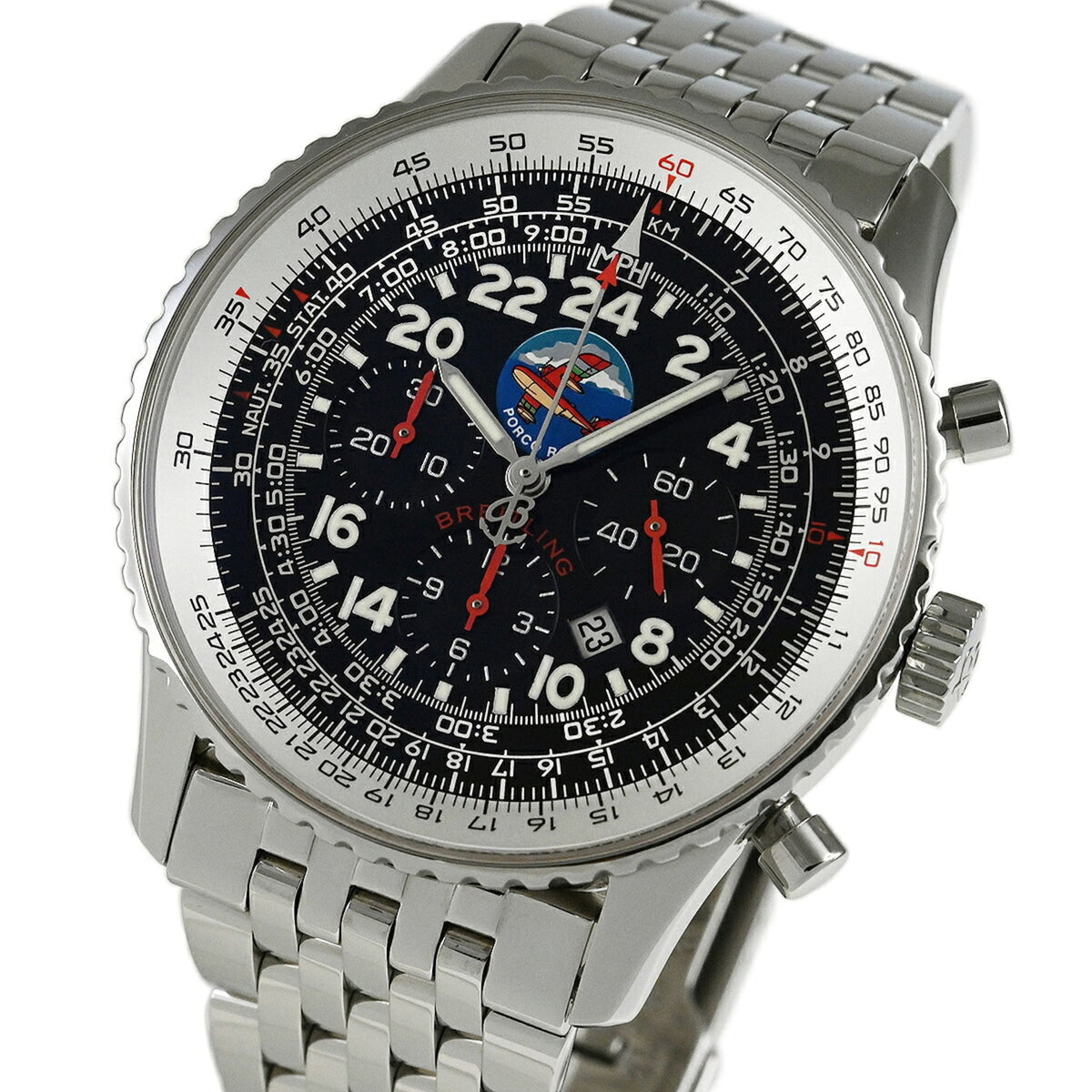 Breitling Navitimer Cosmonaut Flyback Porco Rosso A222BPRNP (A22322) Schwarz Zifferblatt 41 mm Uhr