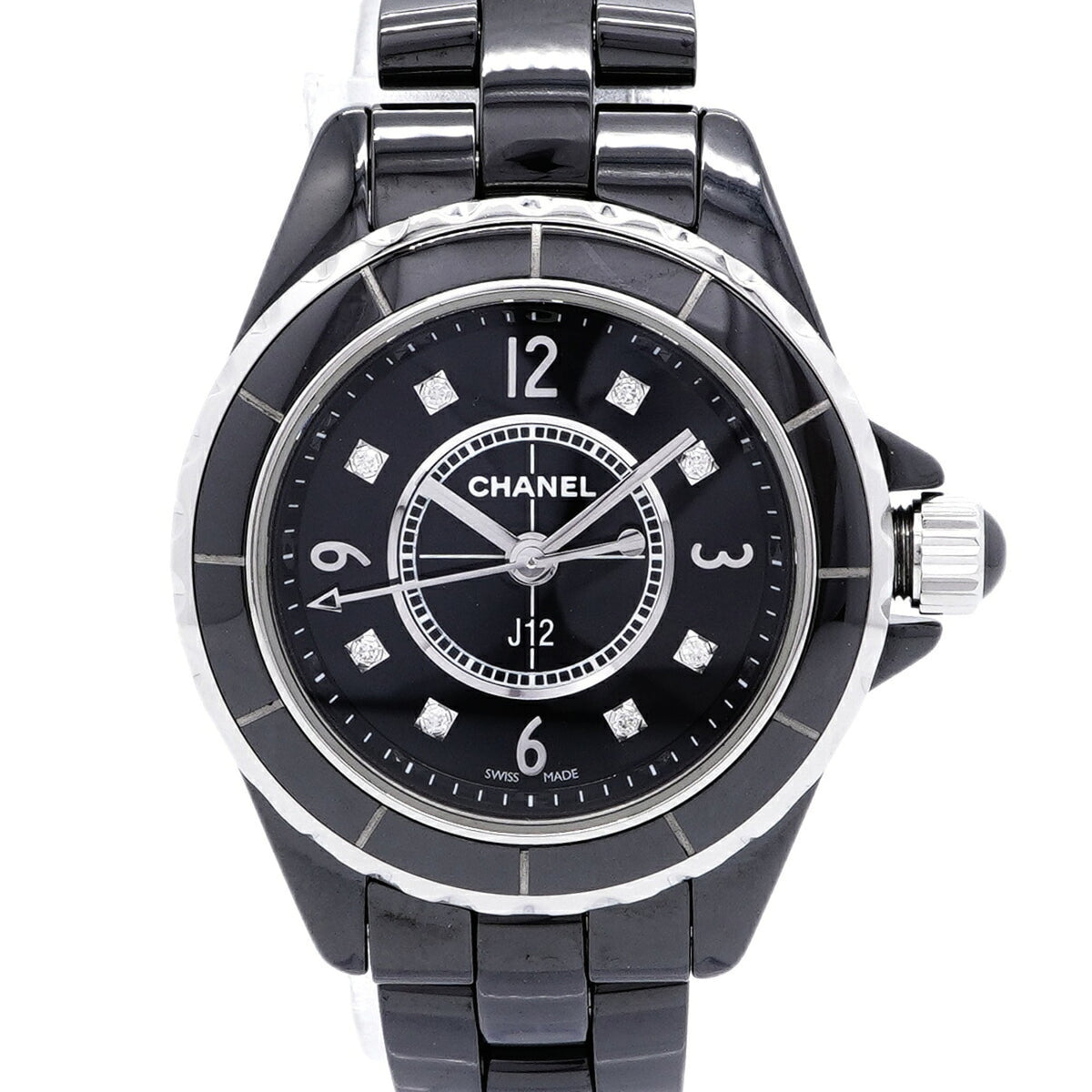 Chanel J12 8P Diamond H2569 Black Dial 28mm Watch