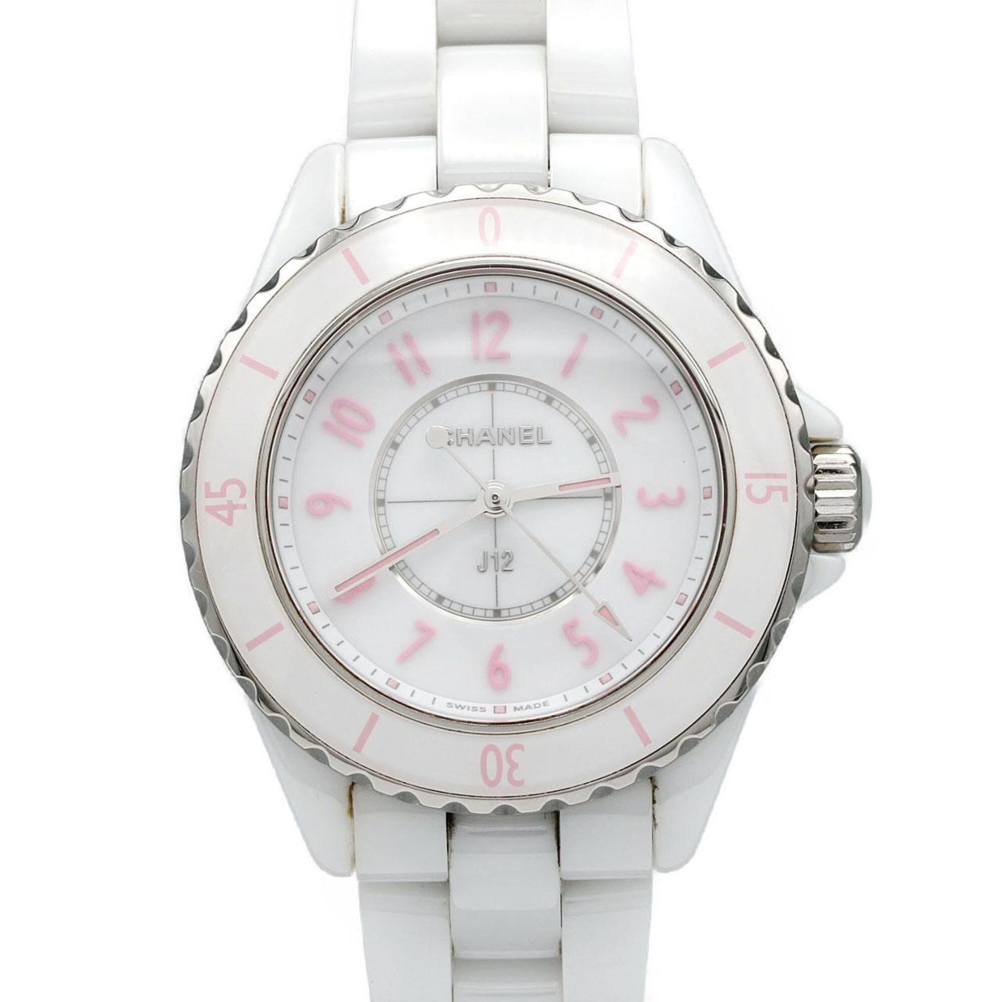 Montre Chanel J12 Rose Blush 33 mm en céramique H6755 Blanc cadran 33 mm