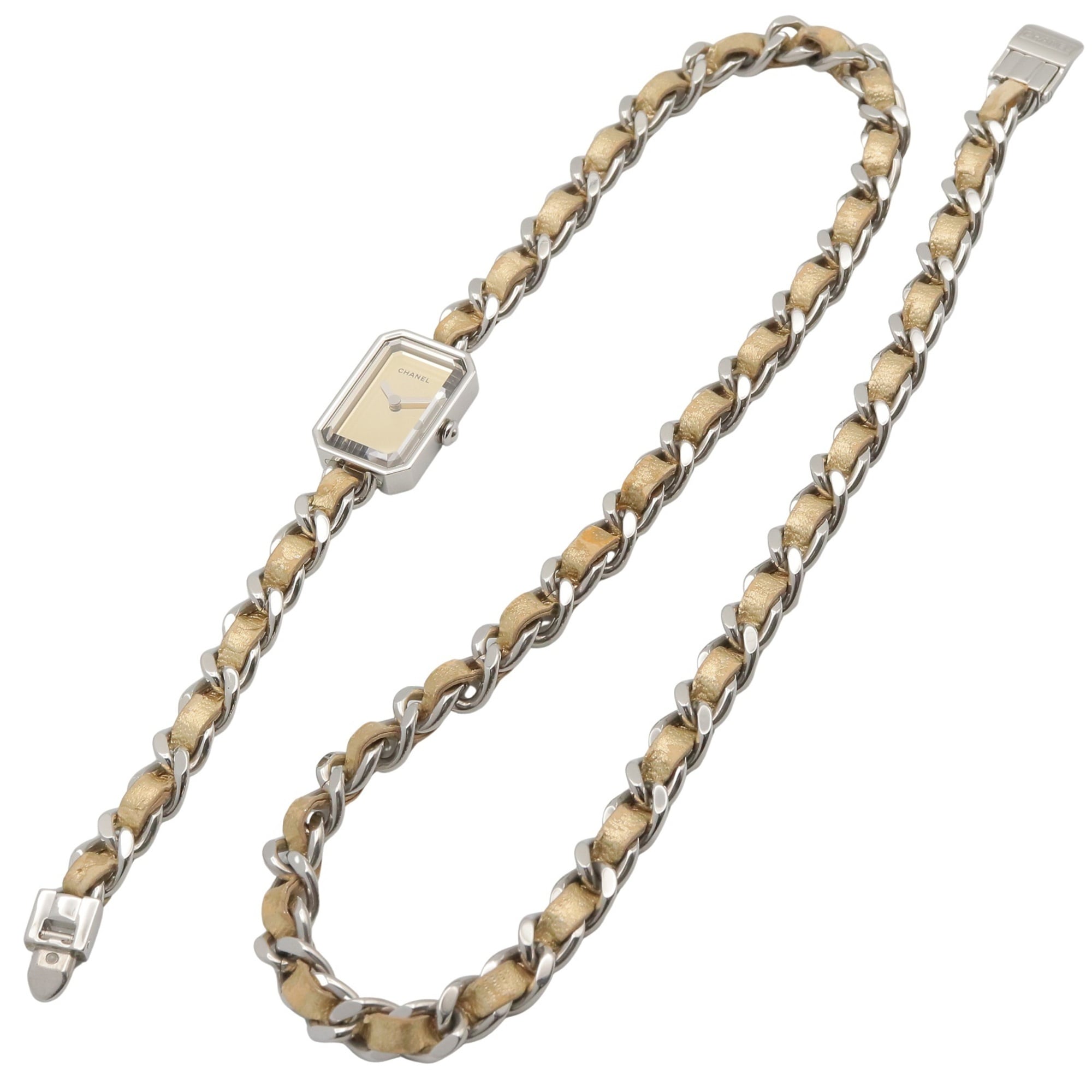 Chanel CHANEL PremiÃ¨re Rock Stainless Steel Leather Strap Ladies Gold Tone Mirror Finish H5583