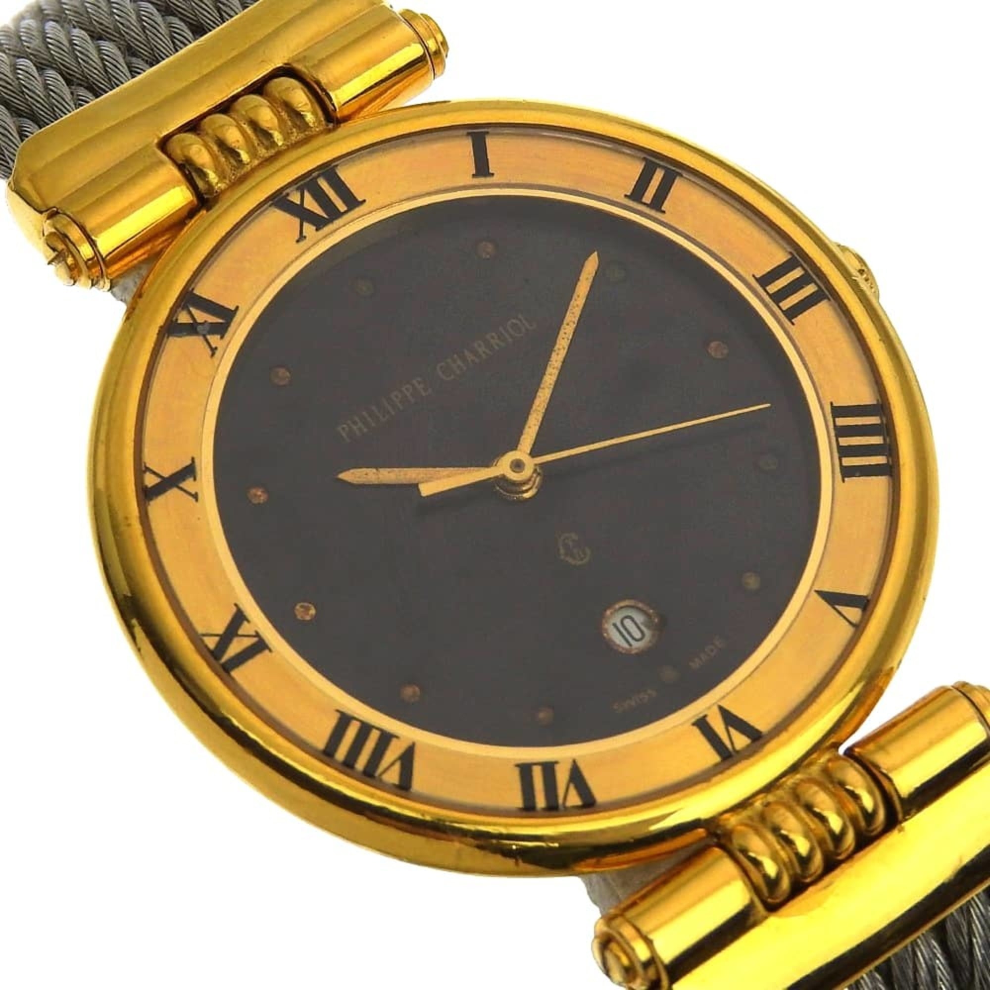 Montre Philippe Charriol Celtic 65.8.1288 en acier inoxydableQuartz affichage analogique, cadran Noir pour homme