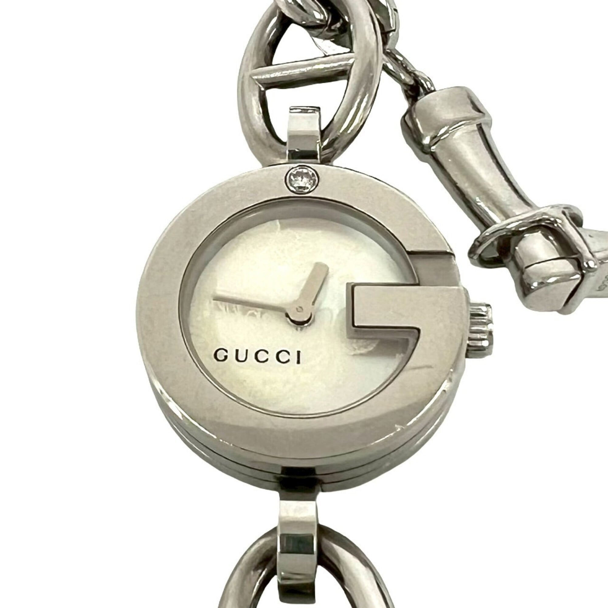 GUCCI Gucci Logo Charm Stainless Steel Quartz Wrist Silver 37369