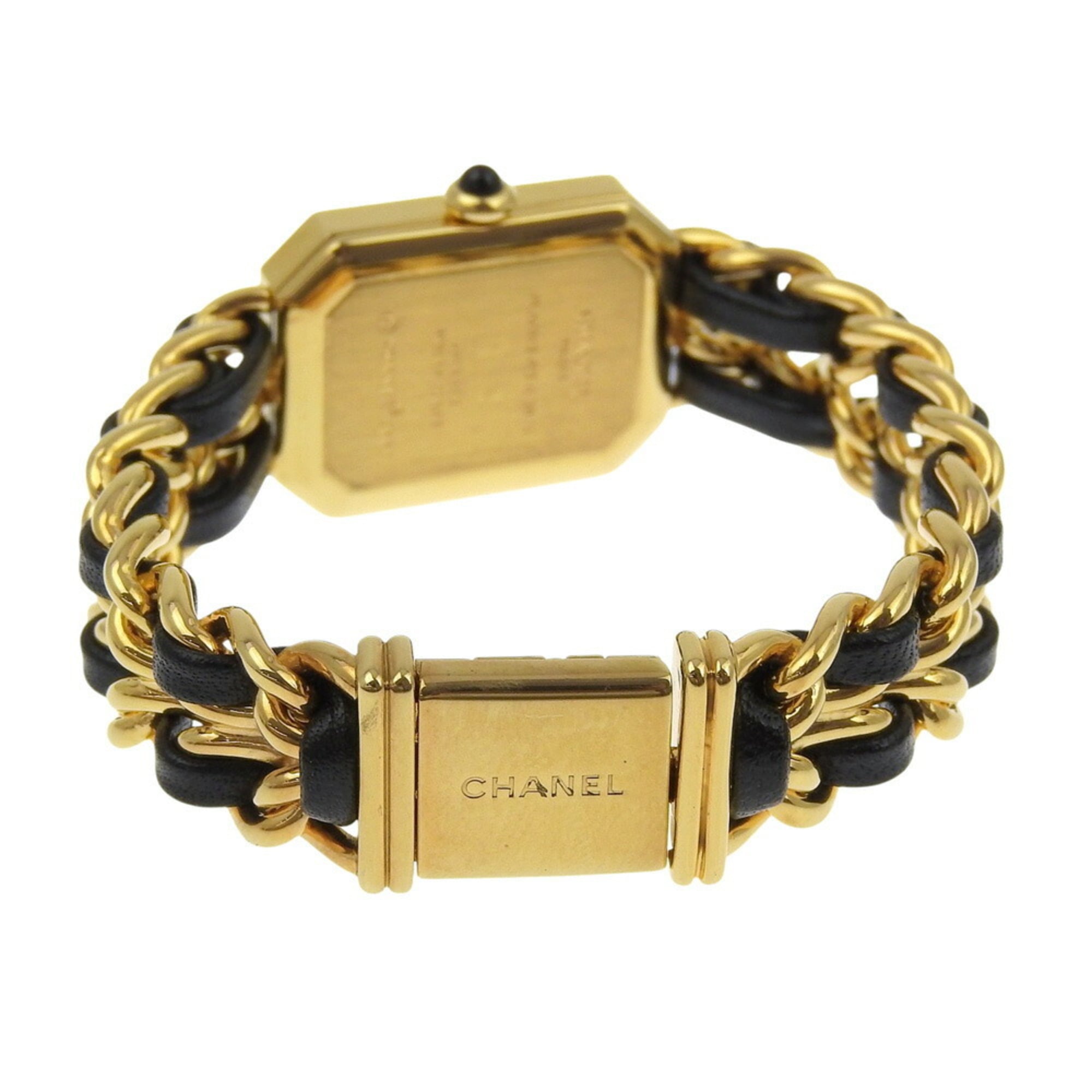 CHANEL Premiere S-horloge H0001, verguld leer, quartz uurwerk, analoge wijzerplaat, zwarte wijzerplaat, dameshorloge