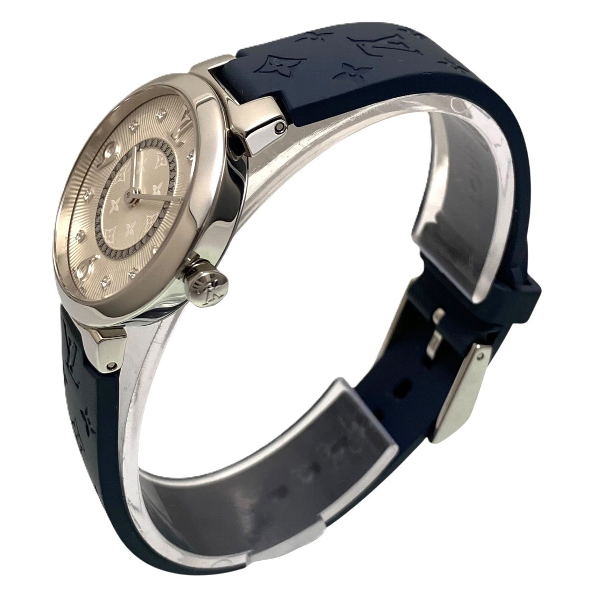 Louis Vuitton Tambour Q12MG Silber Zifferblatt 27 mm Uhr